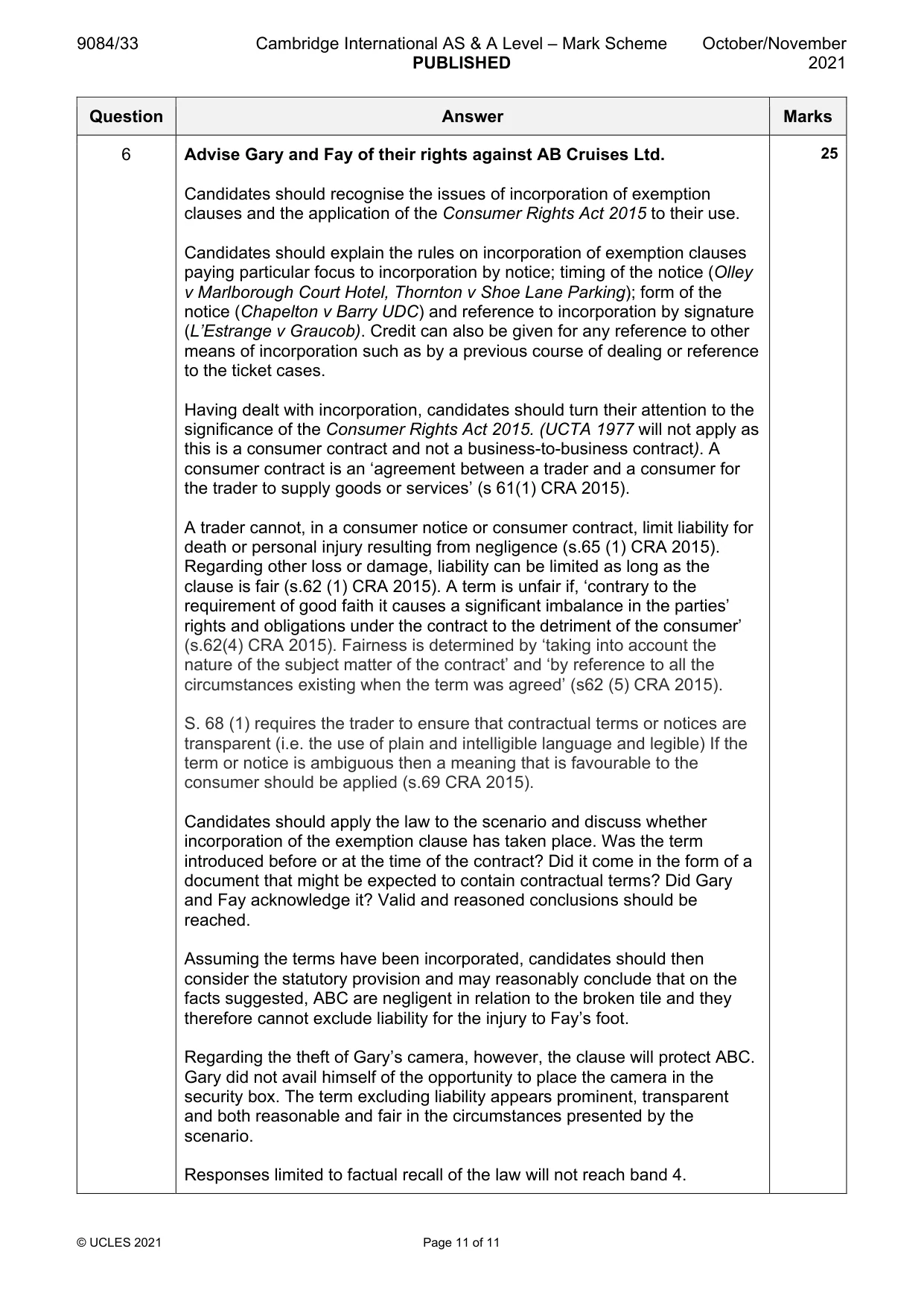 Mark scheme, page 11 of 11