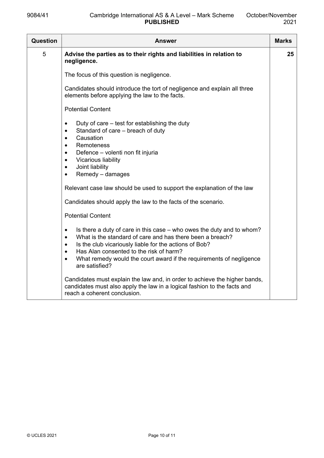 Mark scheme, page 10 of 11