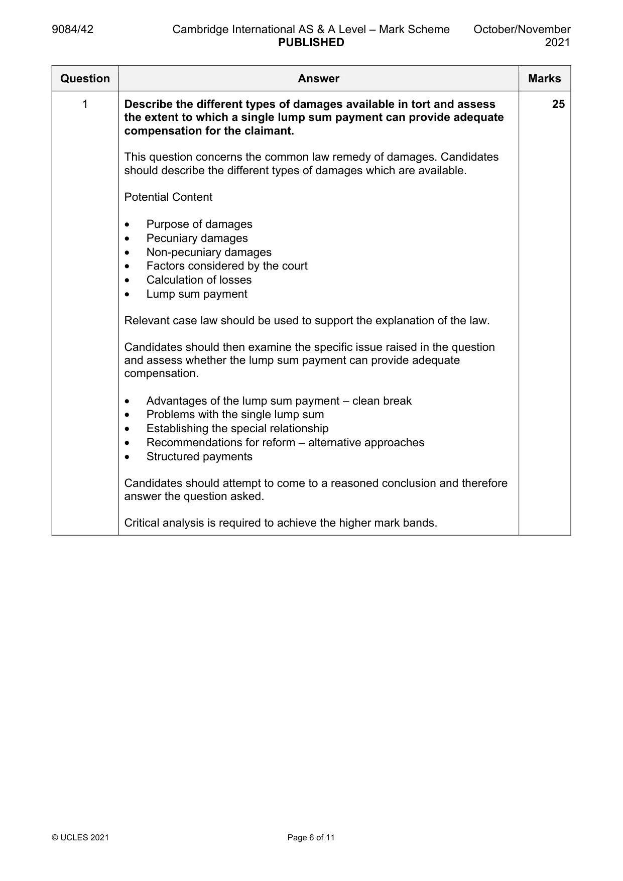 Mark scheme, page 6 of 11