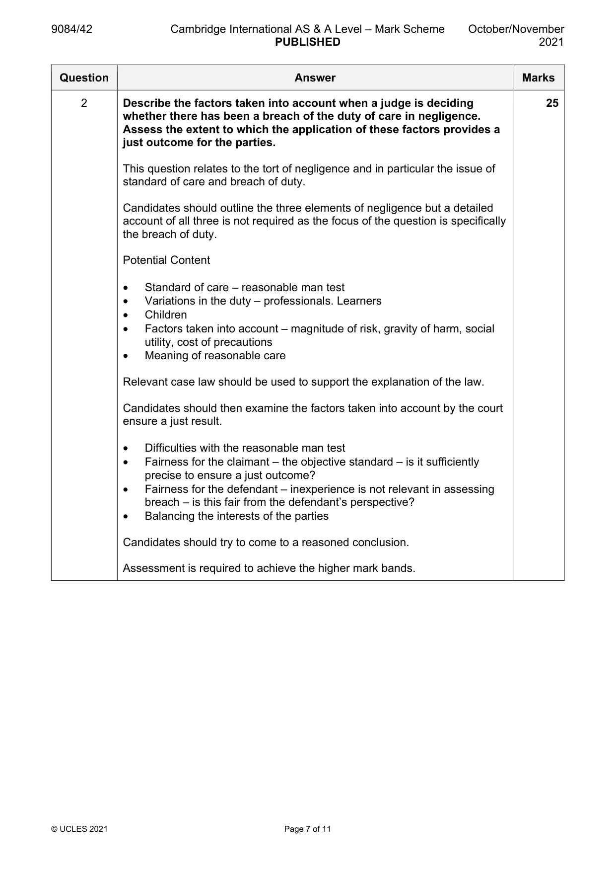 Mark scheme, page 7 of 11