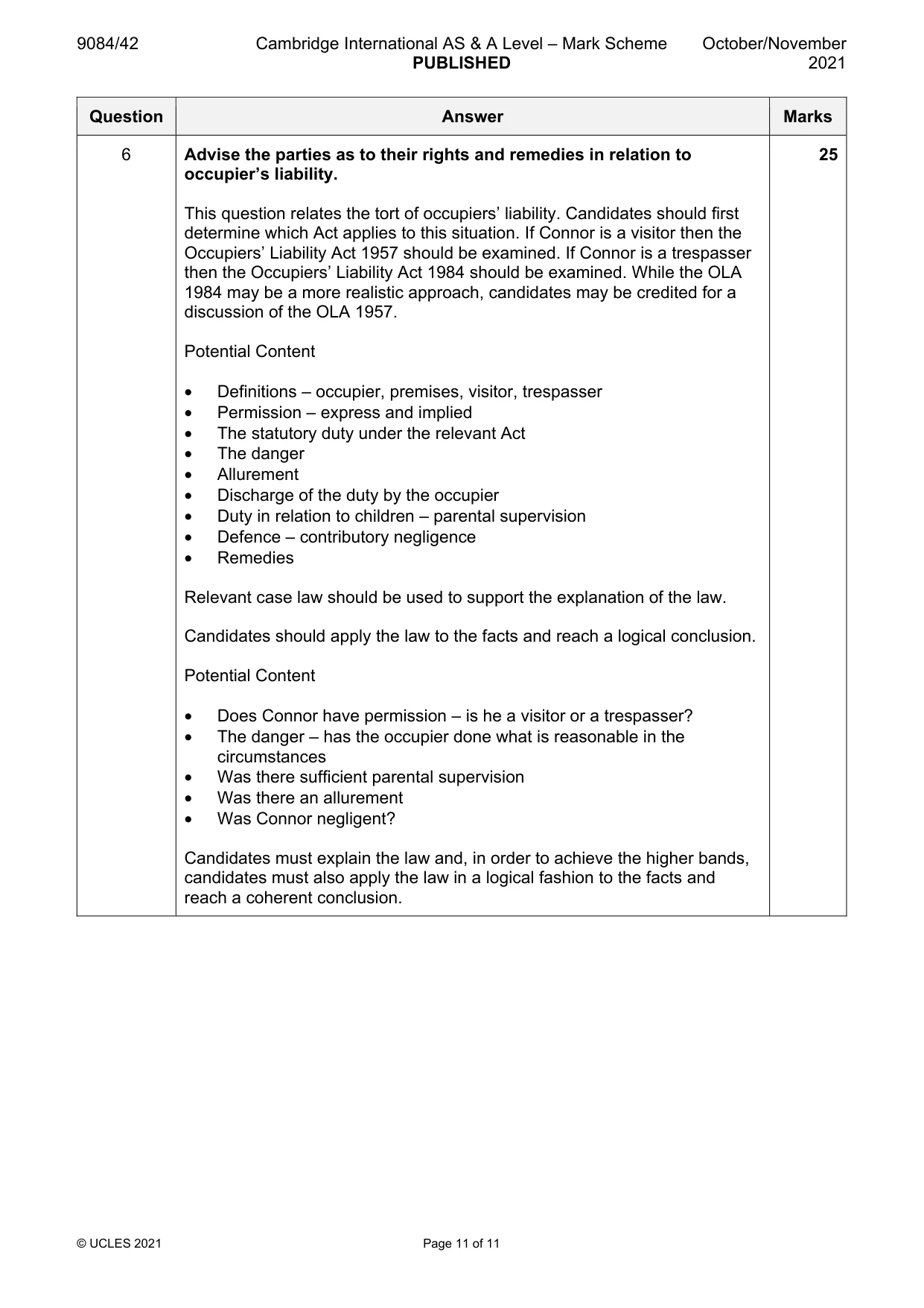 Mark scheme, page 11 of 11