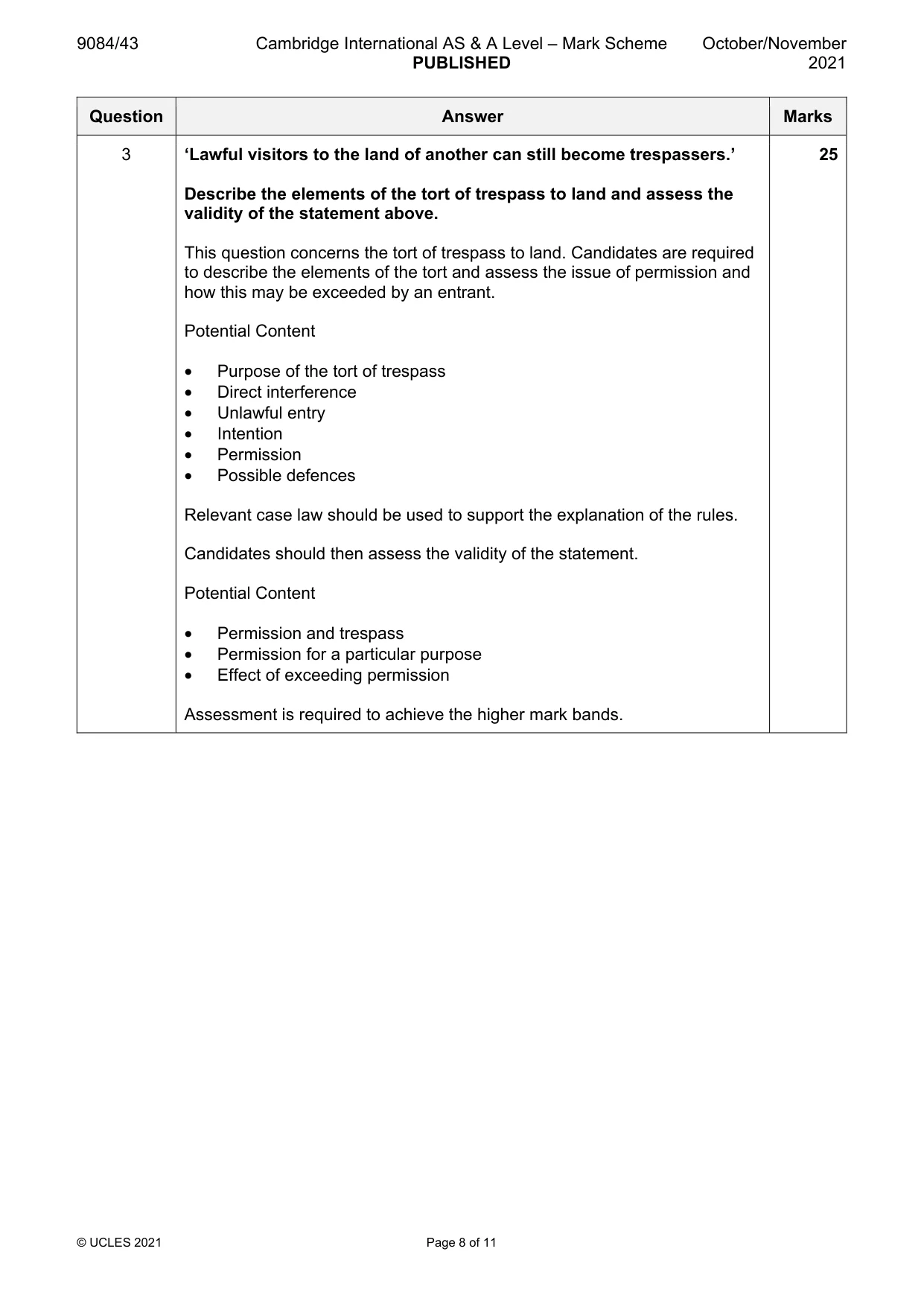 Mark scheme, page 8 of 11