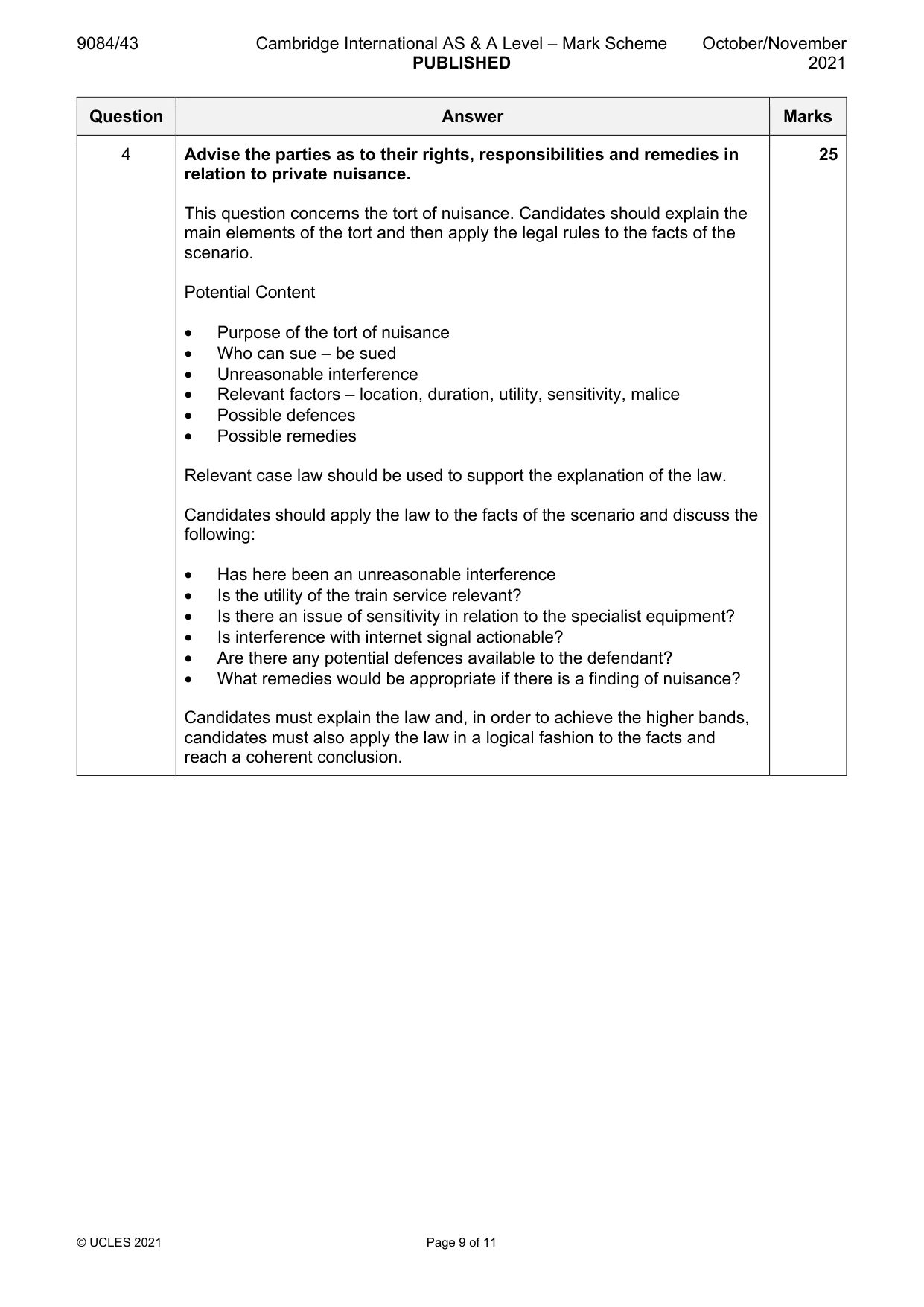Mark scheme, page 9 of 11