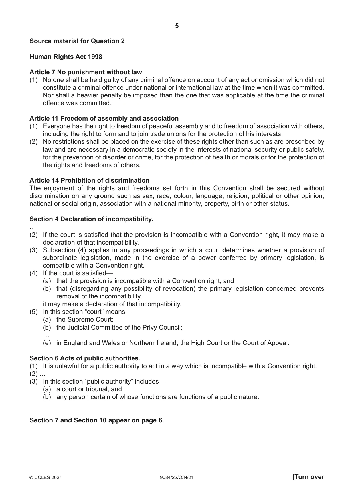 Cambridge A Level Law 9084 2021 Oct/Nov Paper 2 · Variant 2 question paper, page 5 of 8