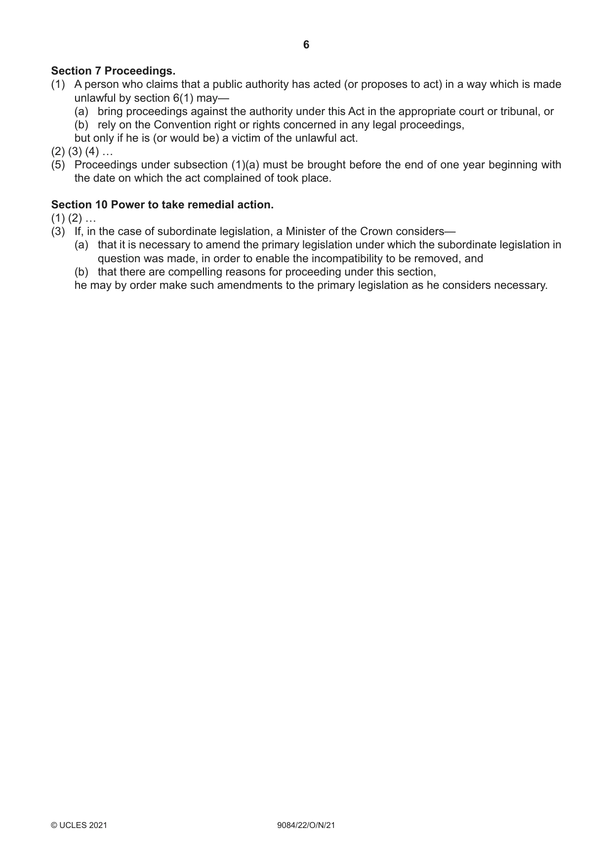 Cambridge A Level Law 9084 2021 Oct/Nov Paper 2 · Variant 2 question paper, page 6 of 8