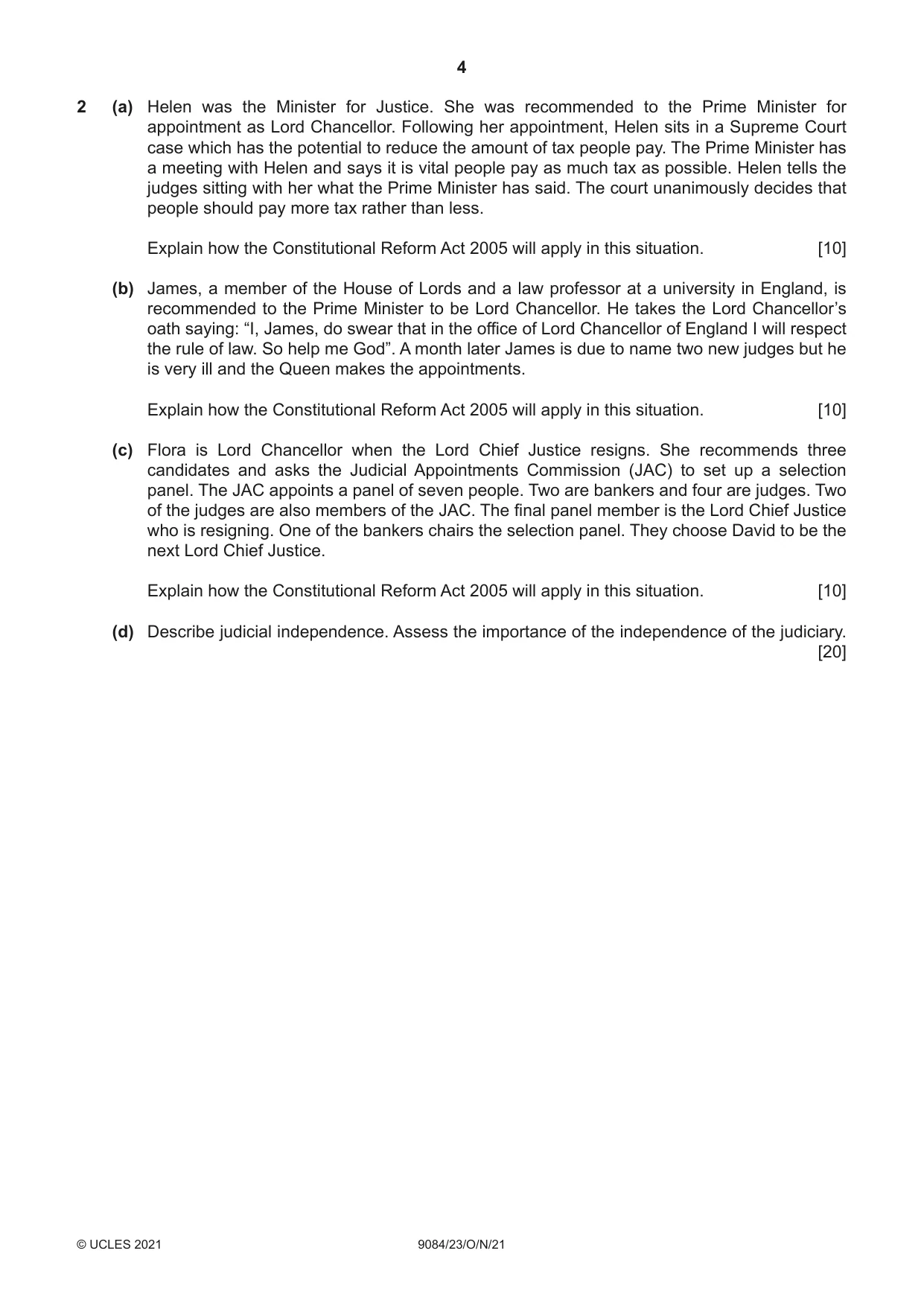 Cambridge A Level Law 9084 2021 Oct/Nov Paper 2 · Variant 3 question paper, page 4 of 8