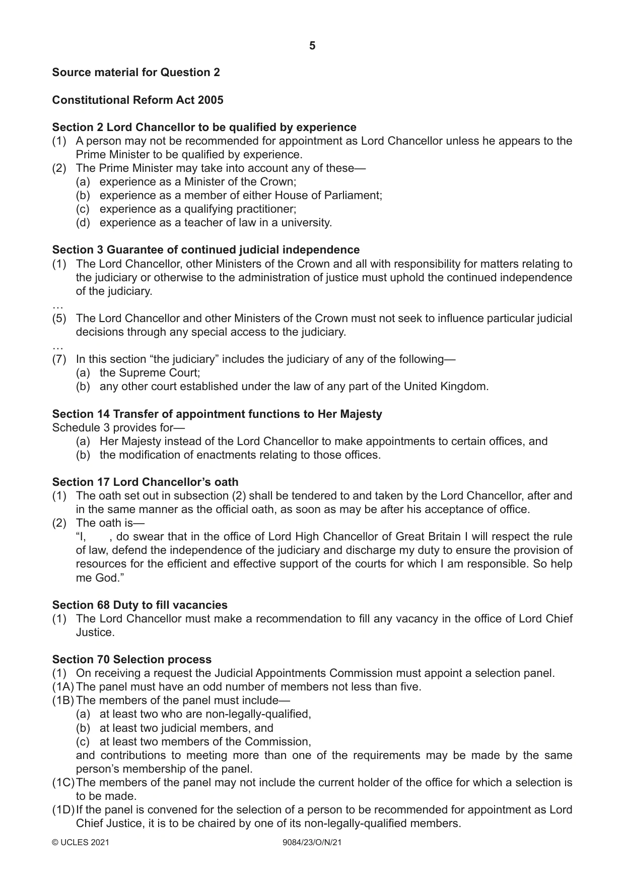 Cambridge A Level Law 9084 2021 Oct/Nov Paper 2 · Variant 3 question paper, page 5 of 8
