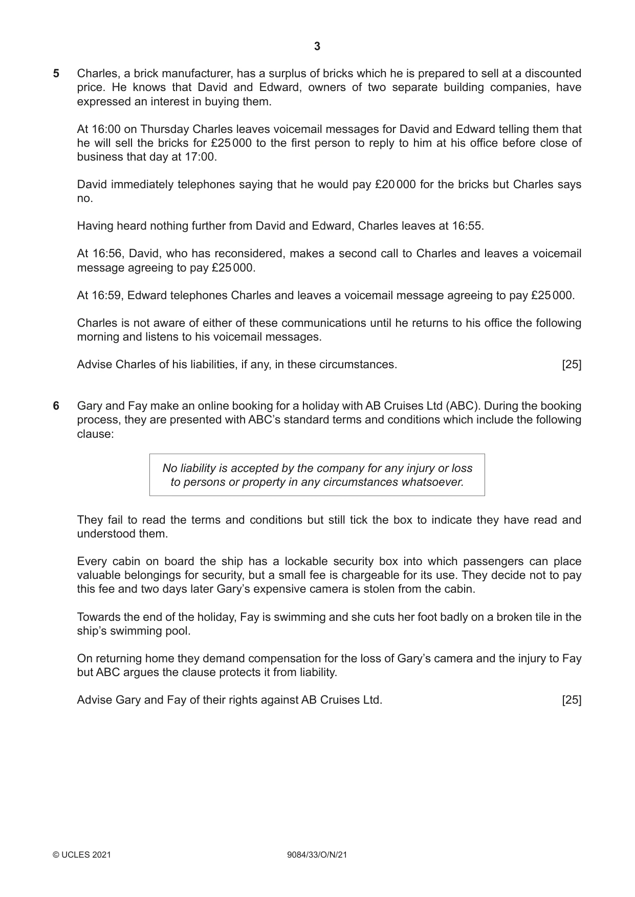 Cambridge A Level Law 9084 2021 Oct/Nov Paper 3 · Variant 3 question paper, page 3 of 4