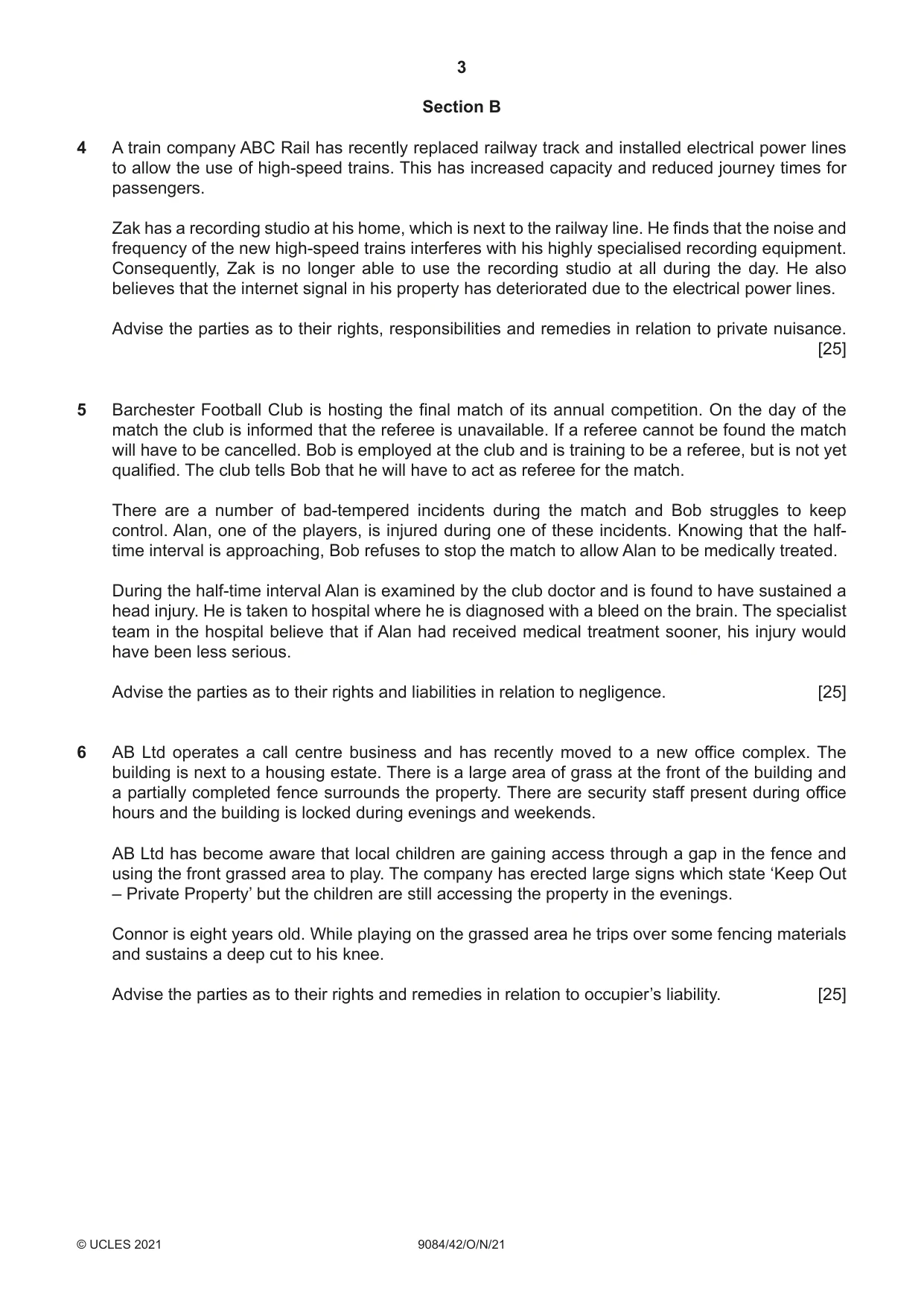 Cambridge A Level Law 9084 2021 Oct/Nov Paper 4 · Variant 2 question paper, page 3 of 4