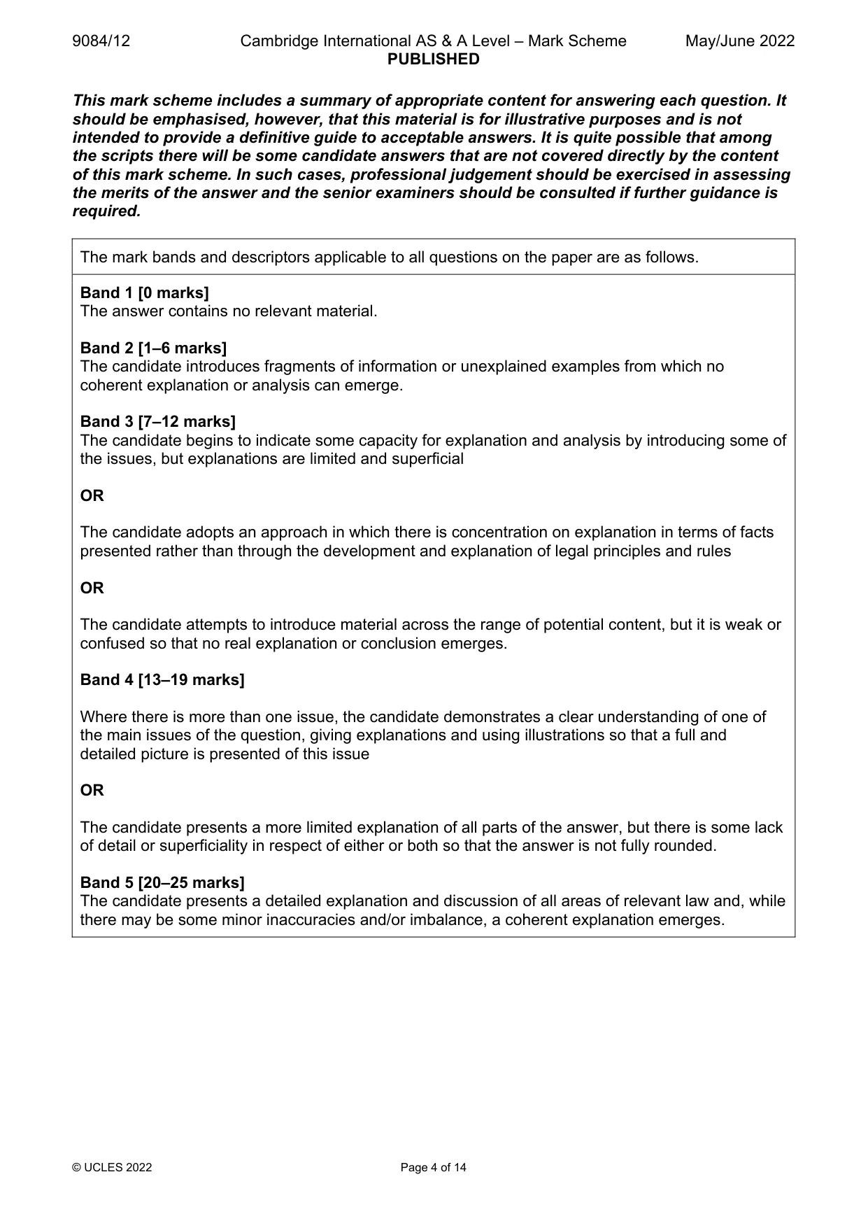Mark scheme, page 4 of 14