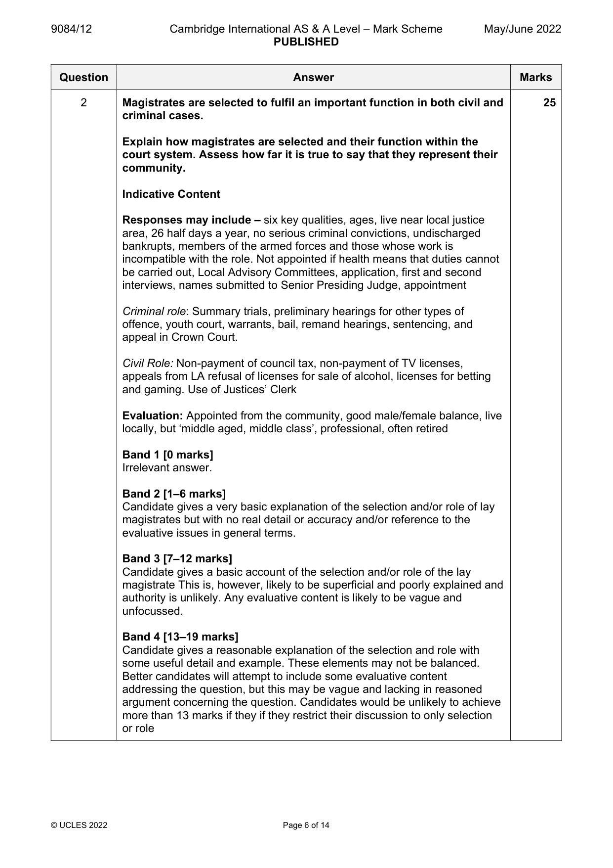 Mark scheme, page 6 of 14