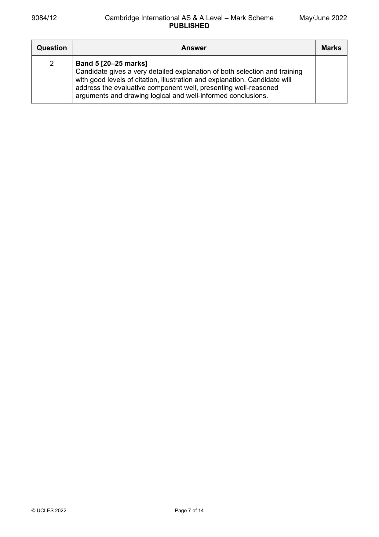Mark scheme, page 7 of 14