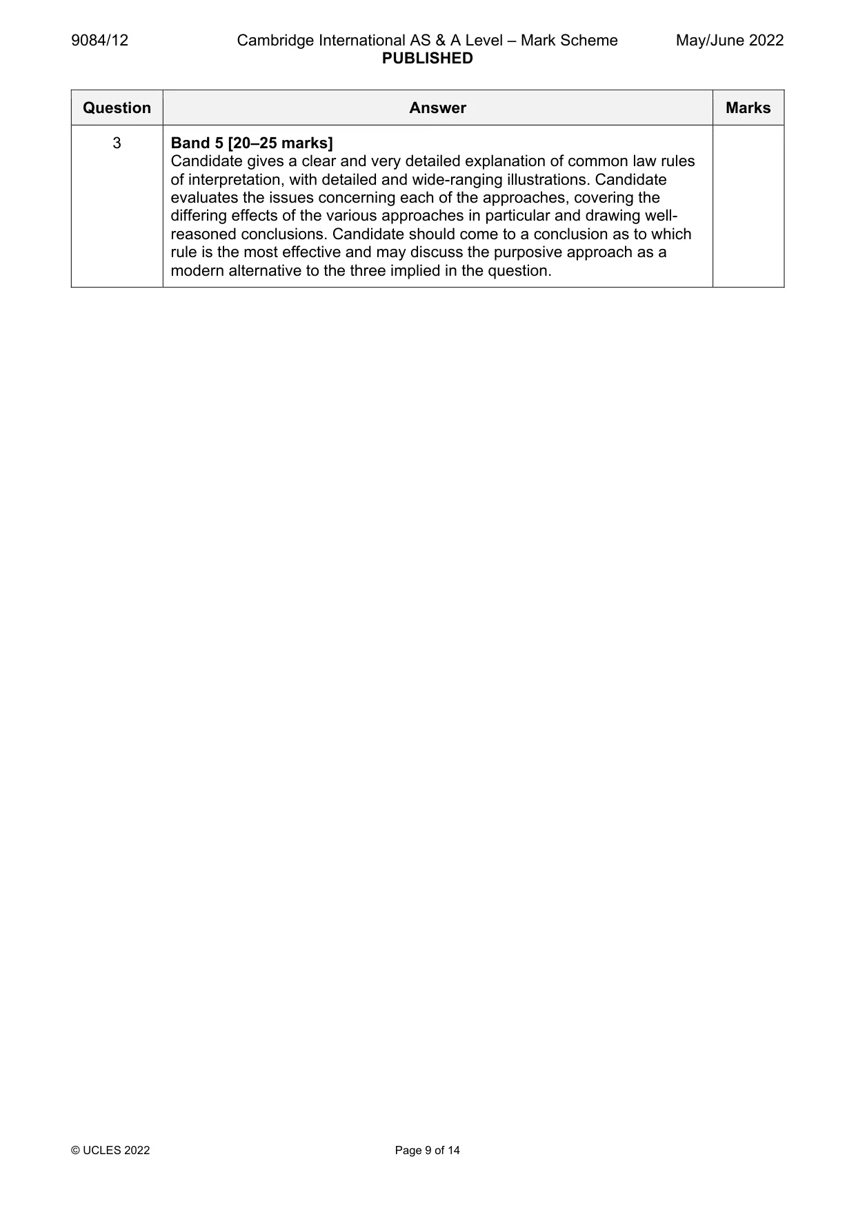 Mark scheme, page 9 of 14