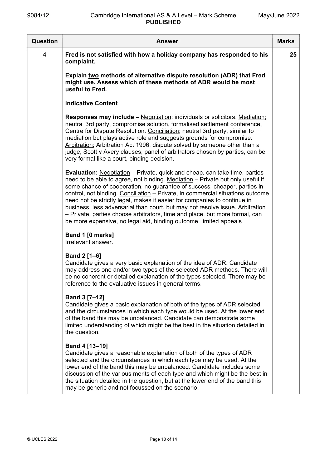 Mark scheme, page 10 of 14