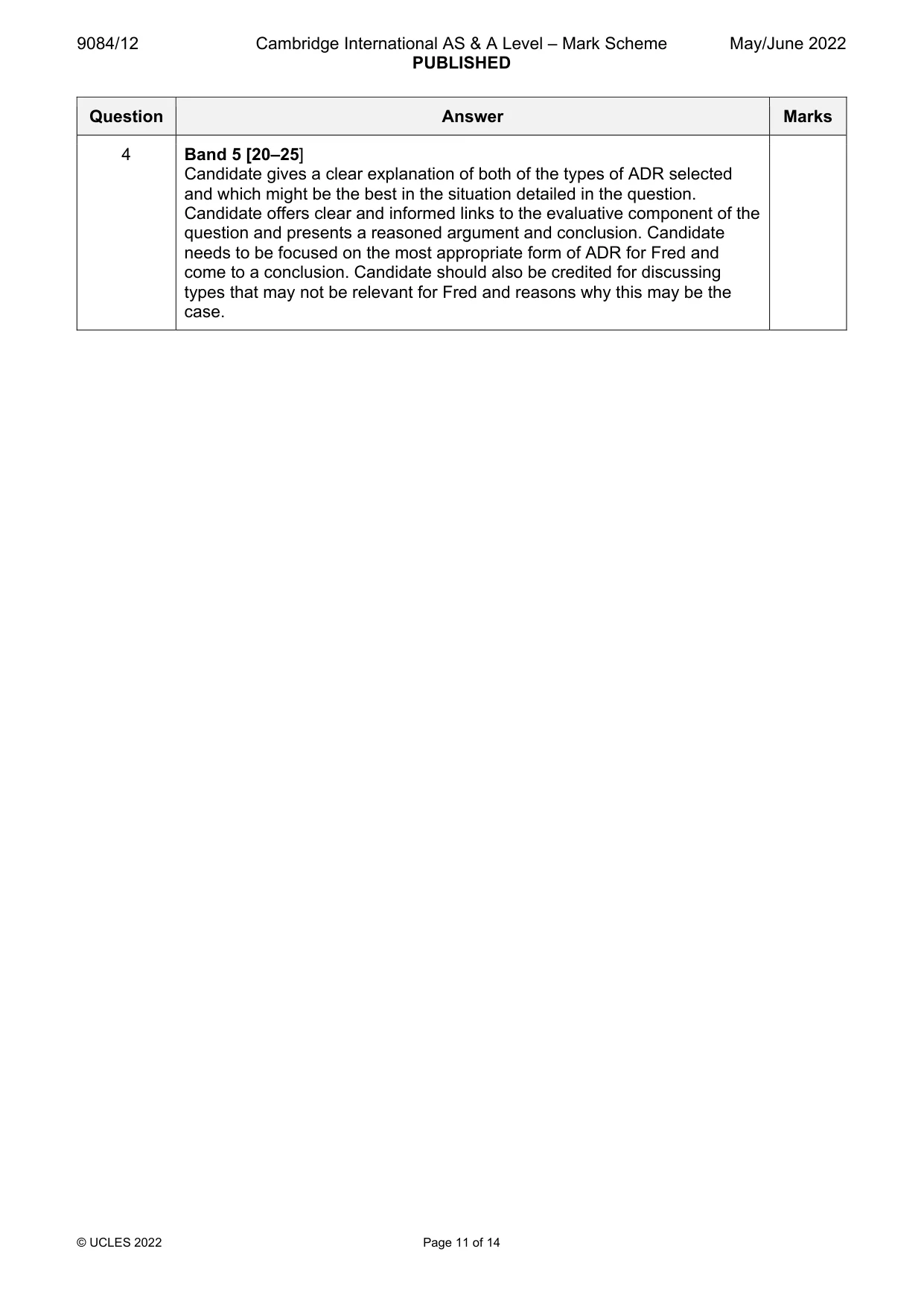 Mark scheme, page 11 of 14