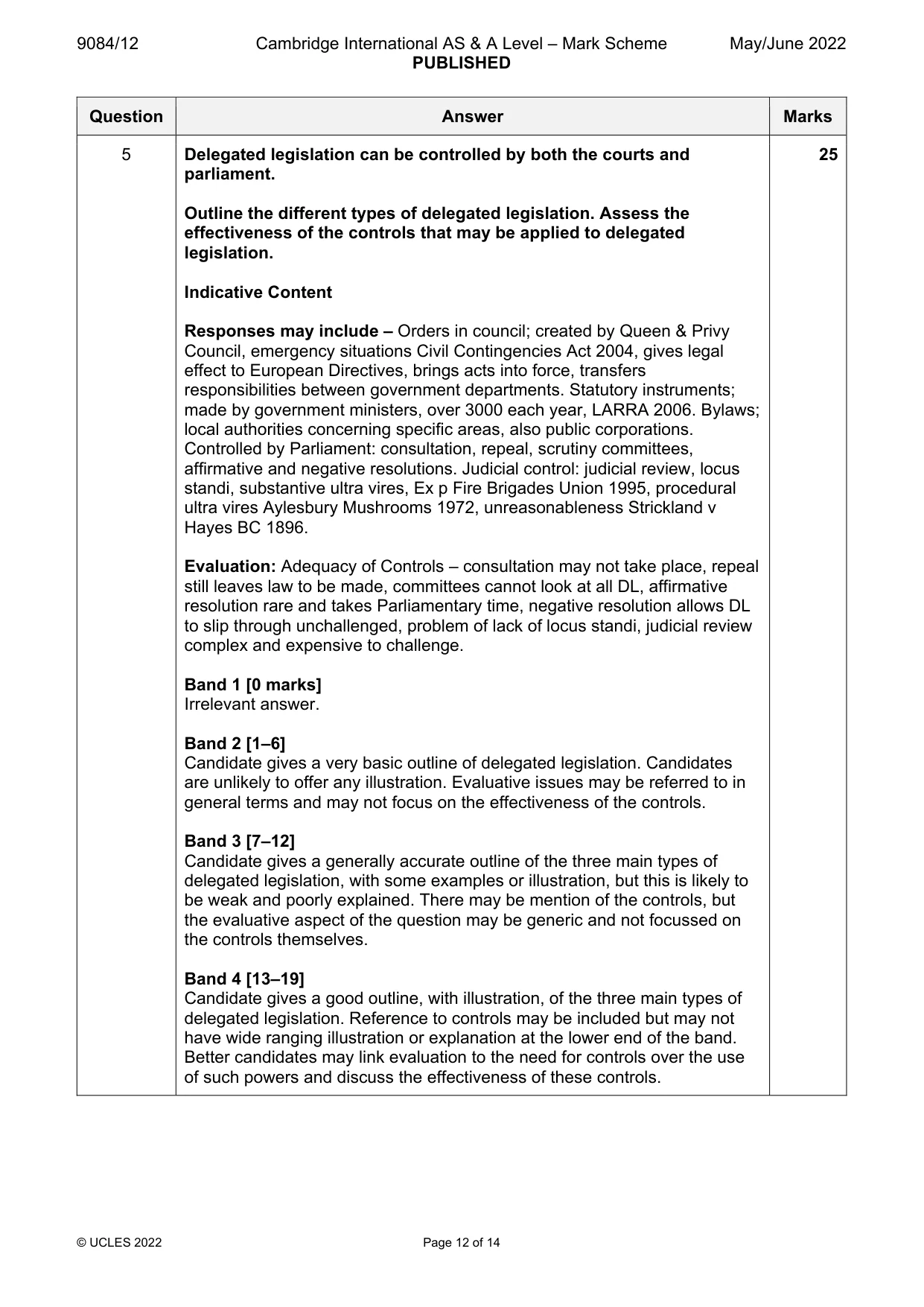 Mark scheme, page 12 of 14