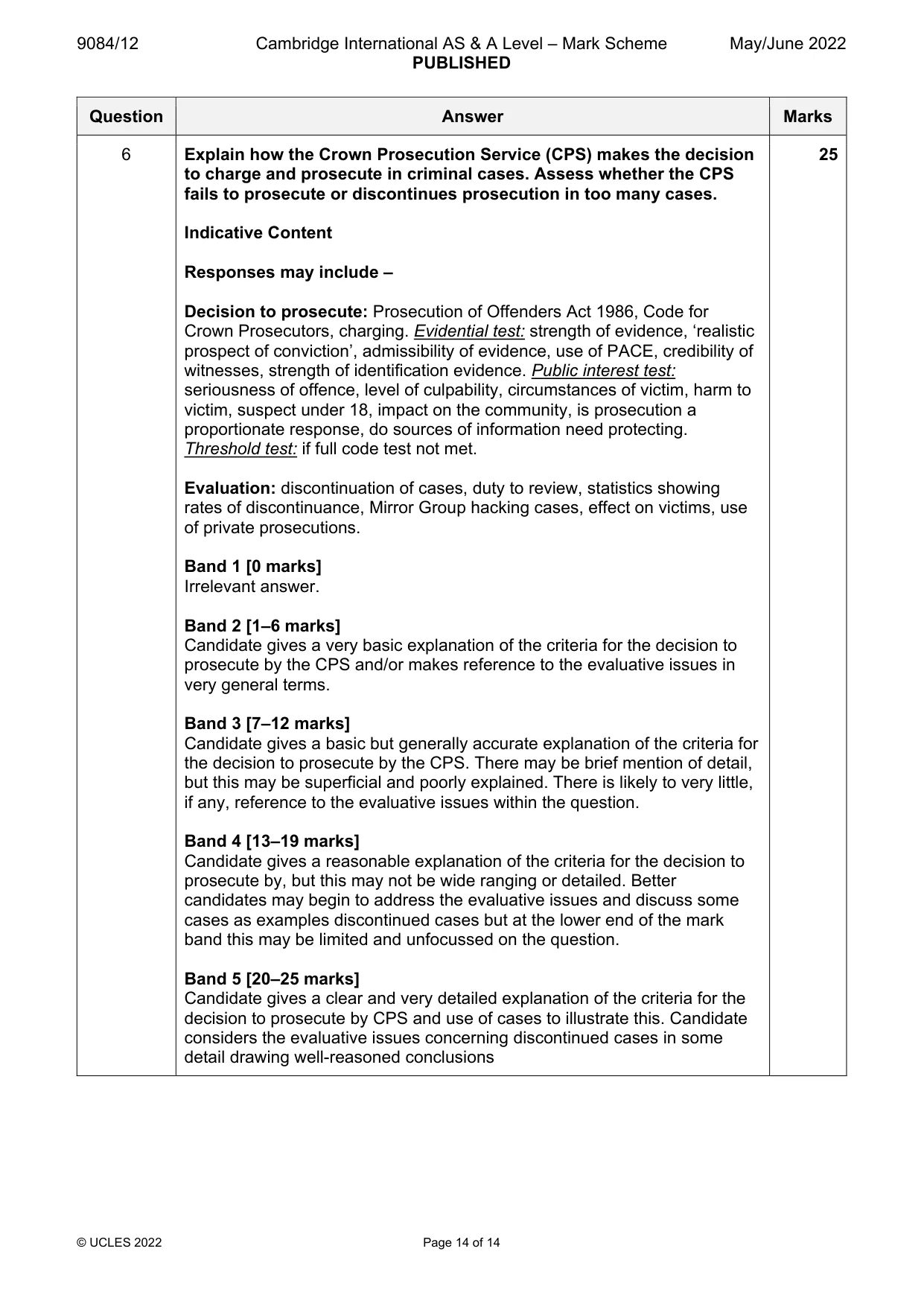 Mark scheme, page 14 of 14