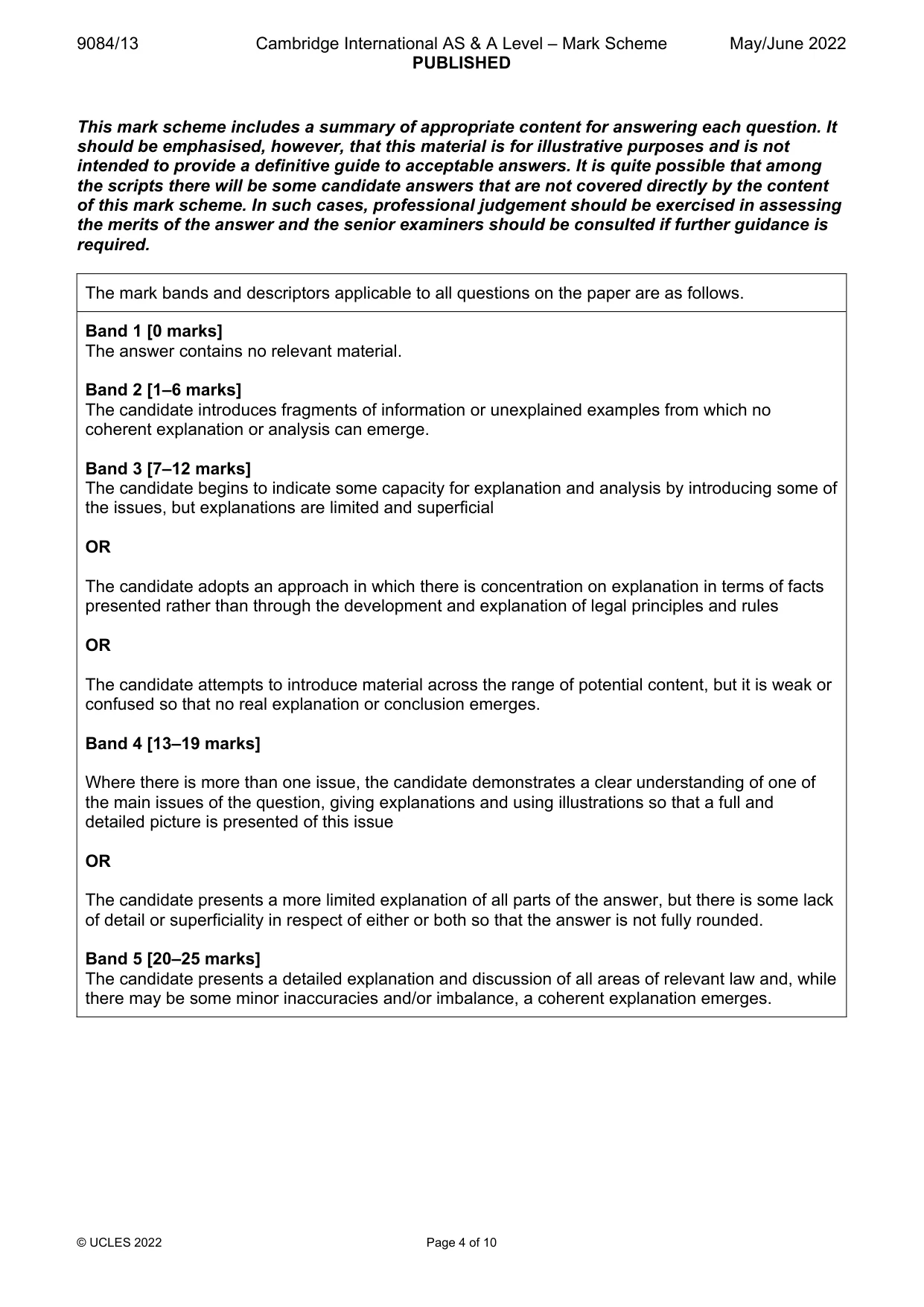 Mark scheme, page 4 of 10