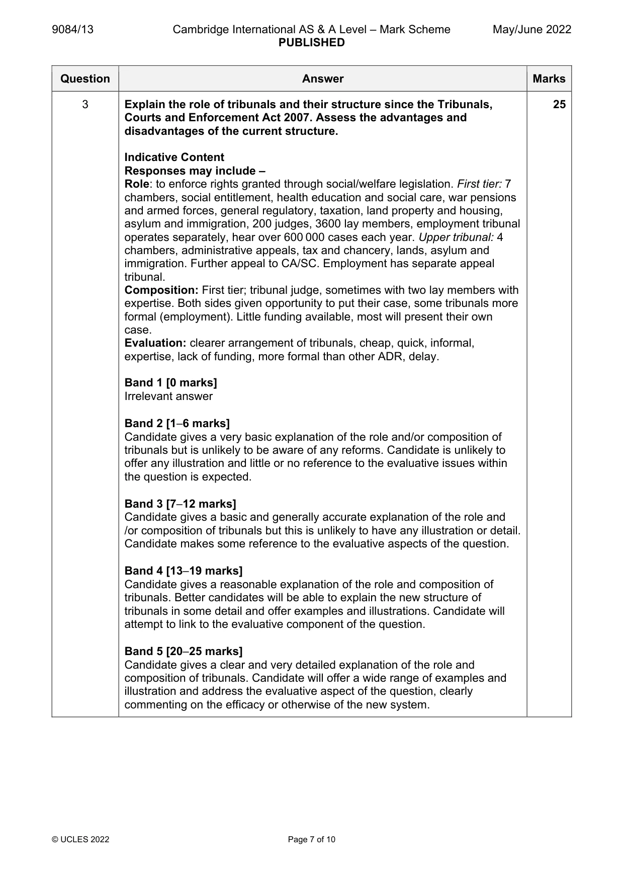 Mark scheme, page 7 of 10