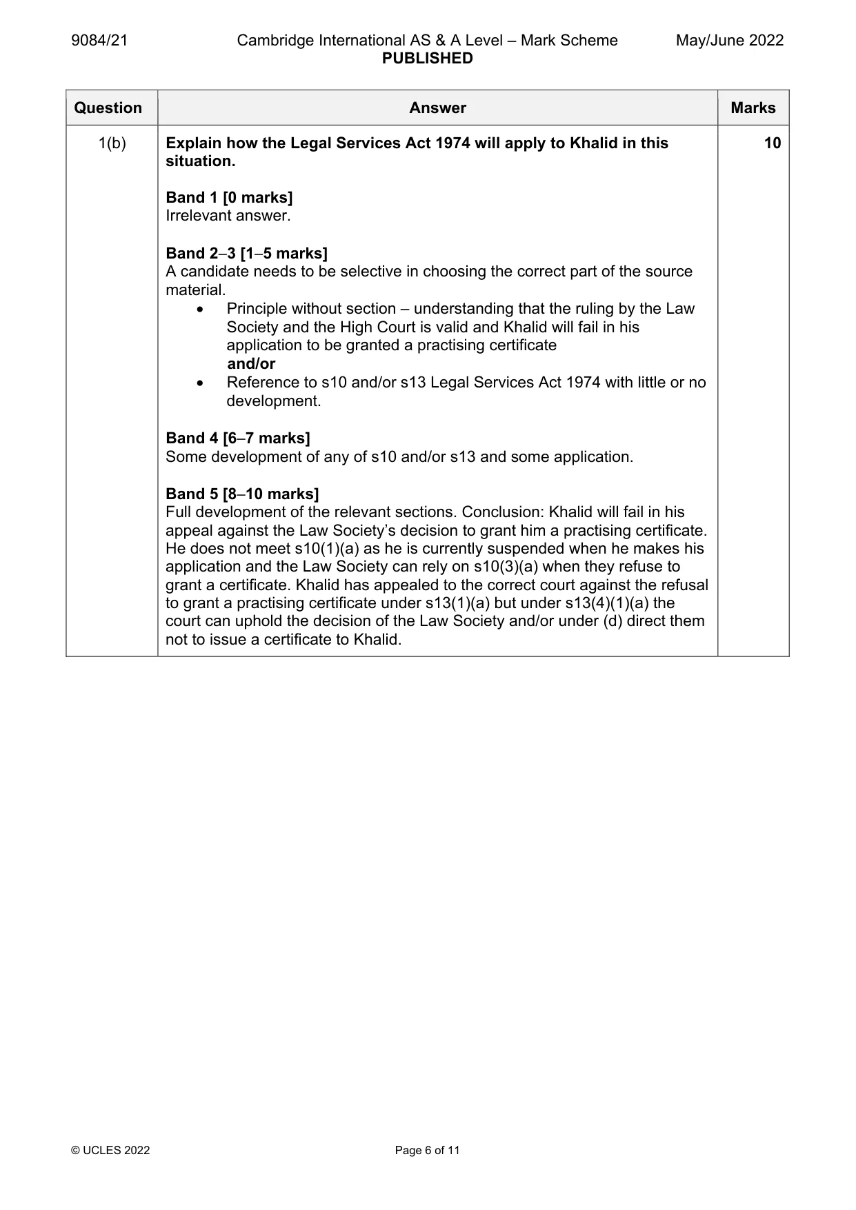 Mark scheme, page 6 of 11