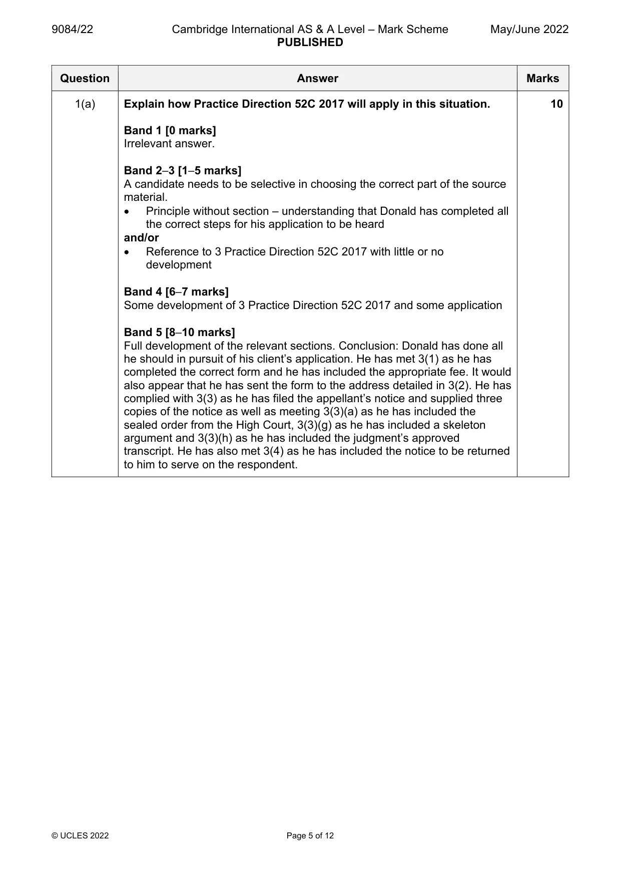 Mark scheme, page 5 of 12
