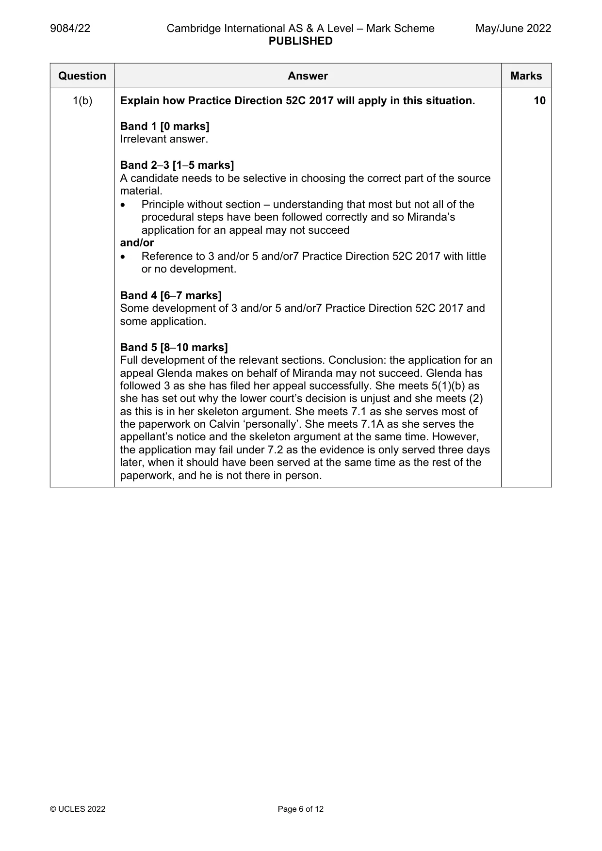 Mark scheme, page 6 of 12