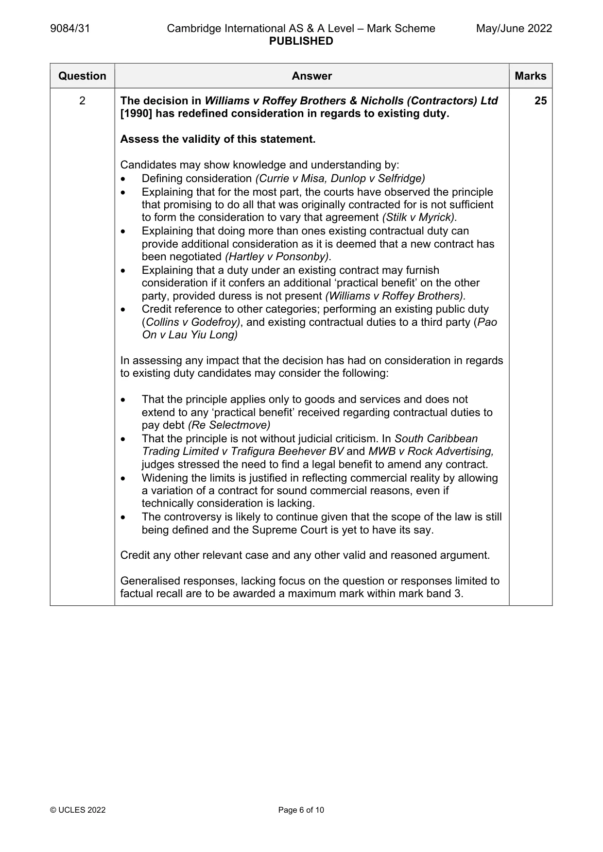 Mark scheme, page 6 of 10