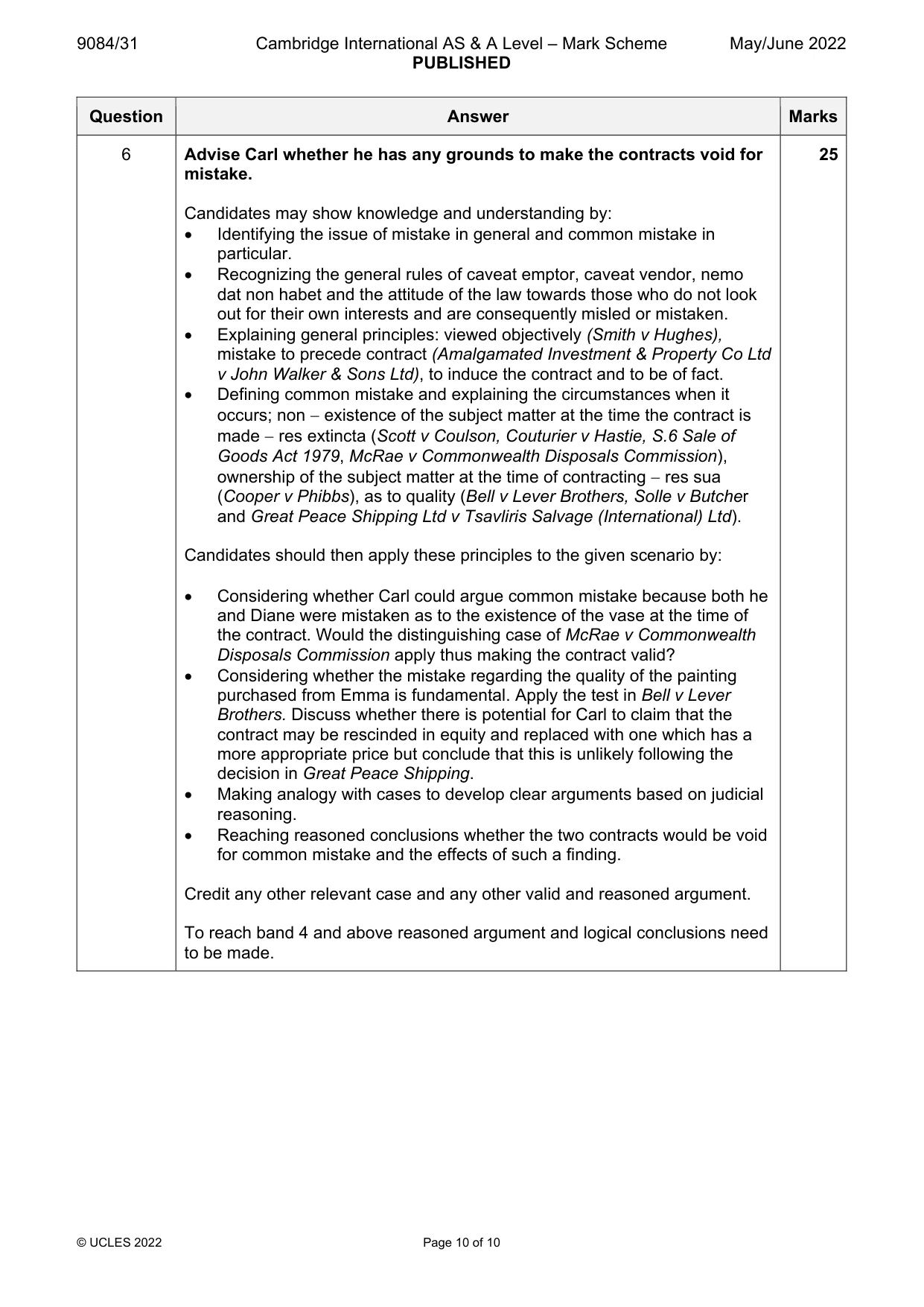 Mark scheme, page 10 of 10