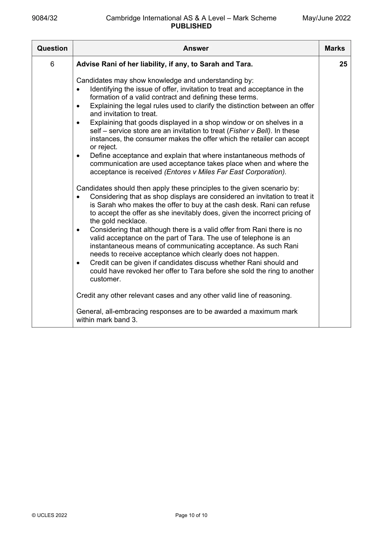Mark scheme, page 10 of 10