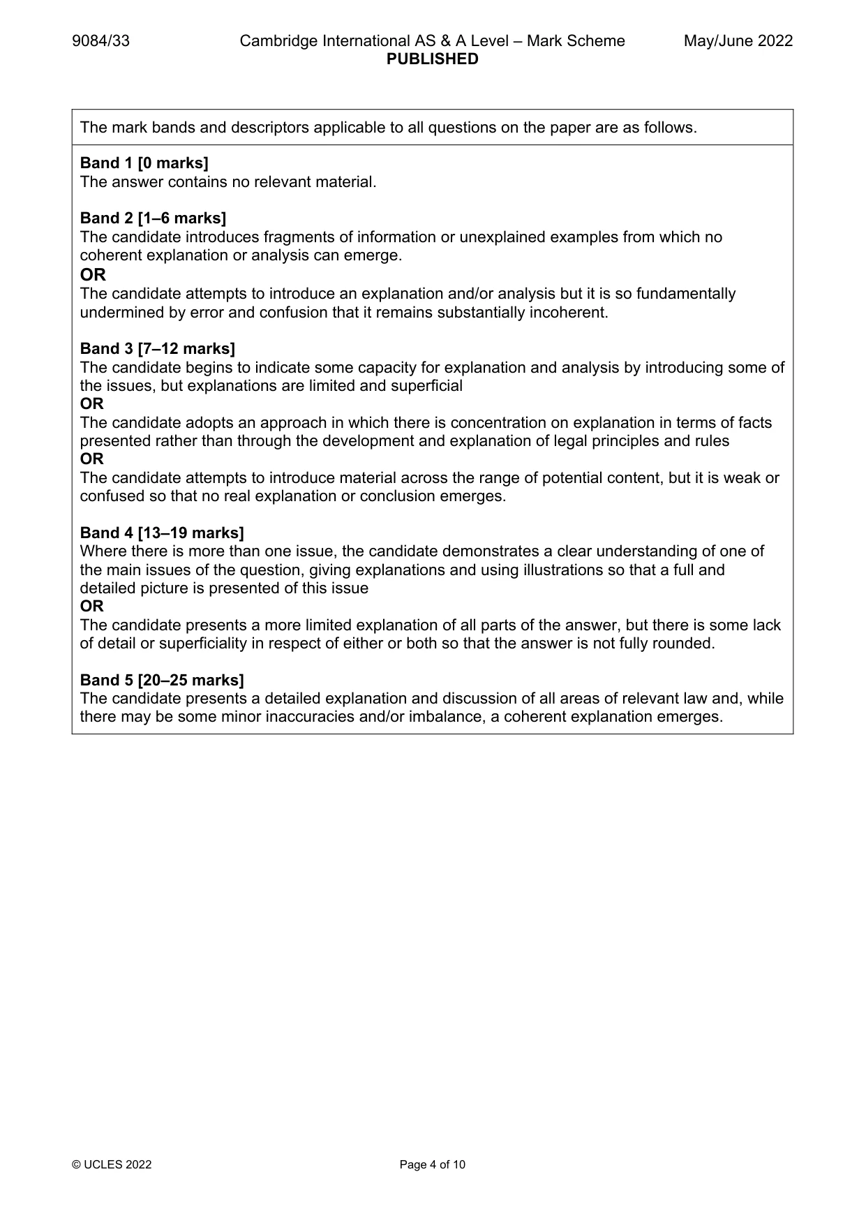 Mark scheme, page 4 of 10