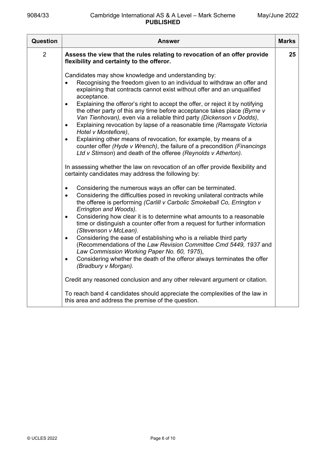 Mark scheme, page 6 of 10