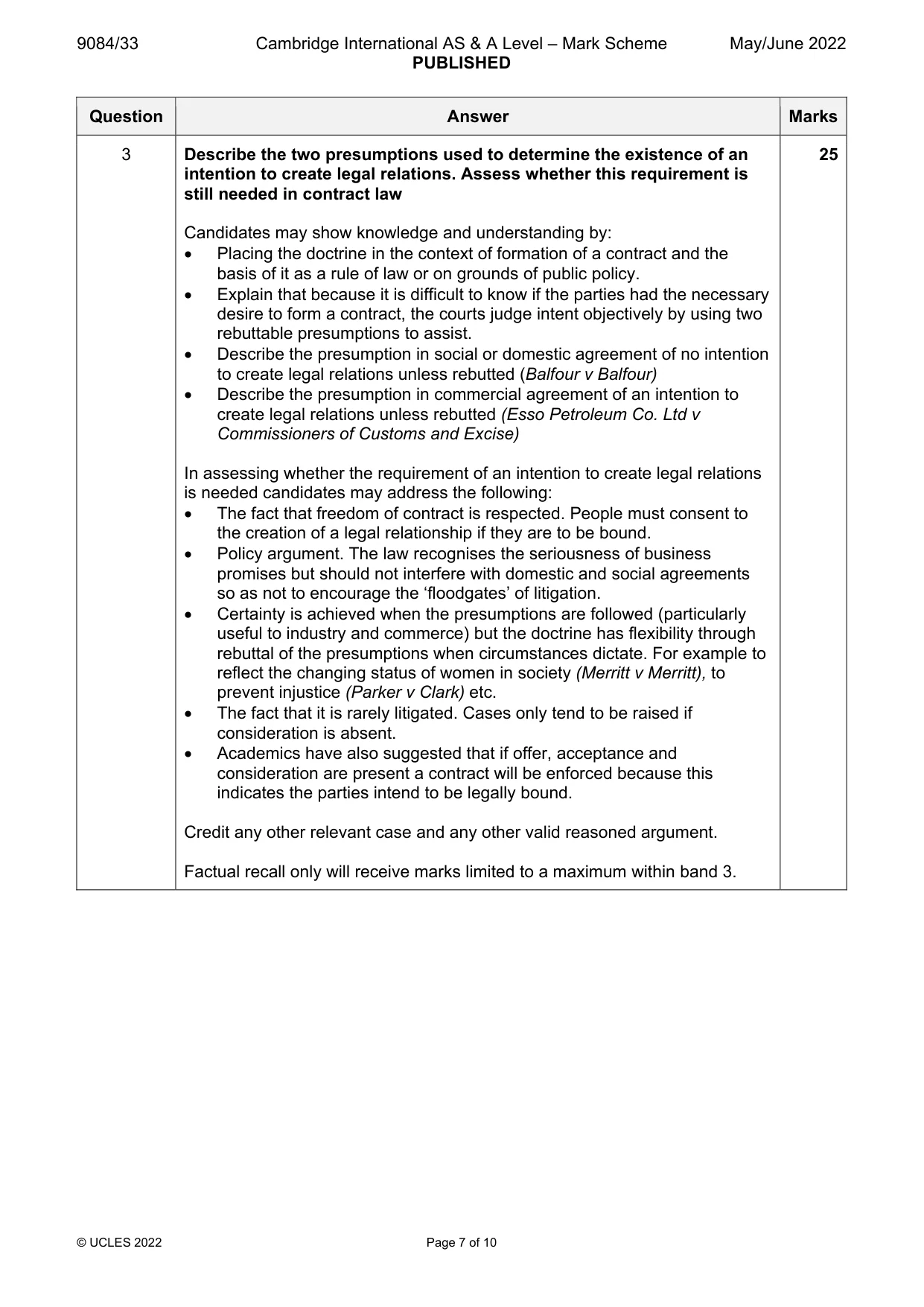 Mark scheme, page 7 of 10