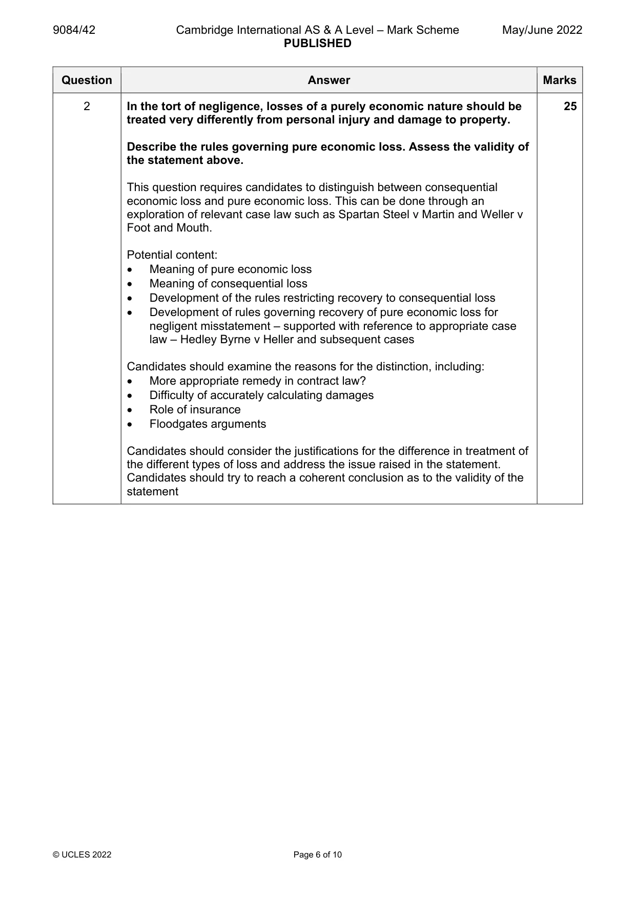 Mark scheme, page 6 of 10