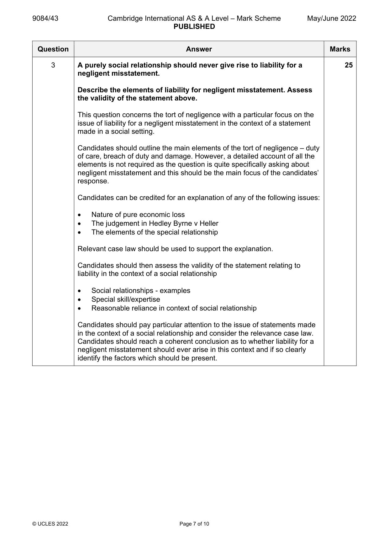 Mark scheme, page 7 of 10