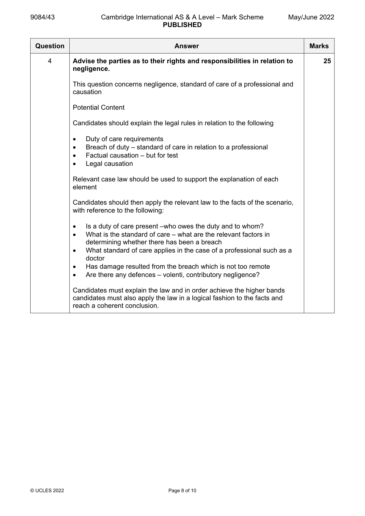 Mark scheme, page 8 of 10