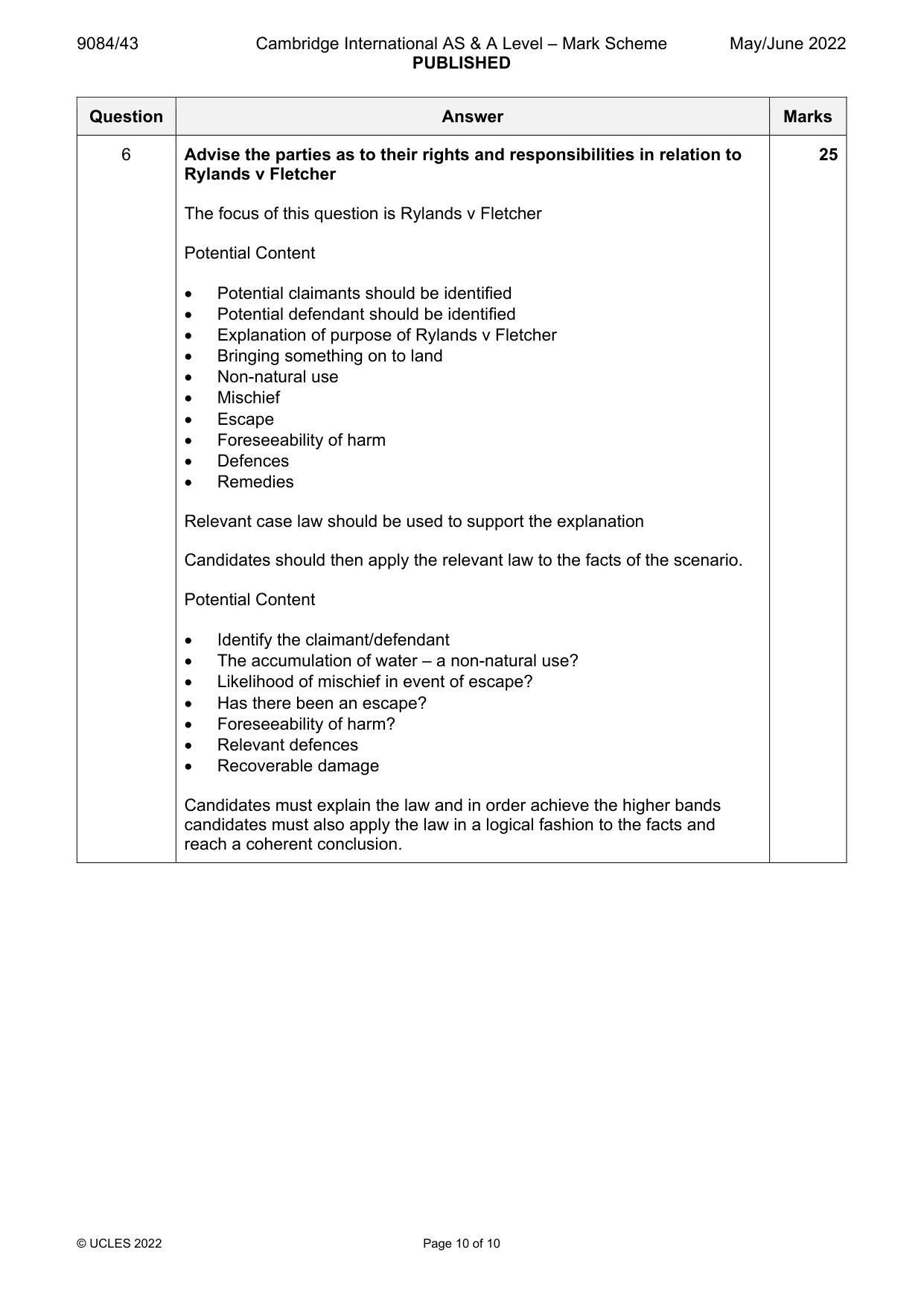 Mark scheme, page 10 of 10