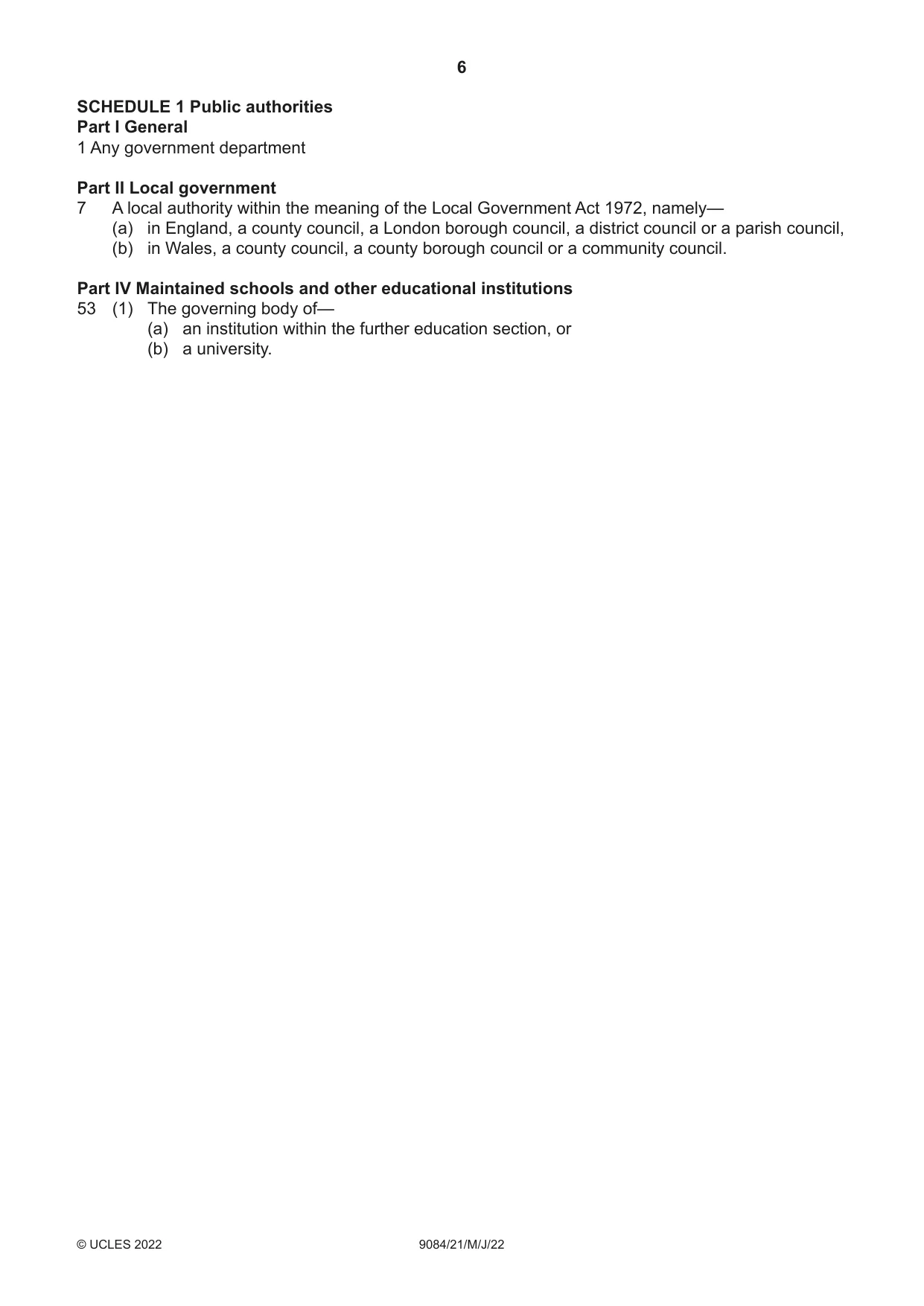 Cambridge A Level Law 9084 2022 May/June Paper 2 · Variant 1 question paper, page 6 of 8
