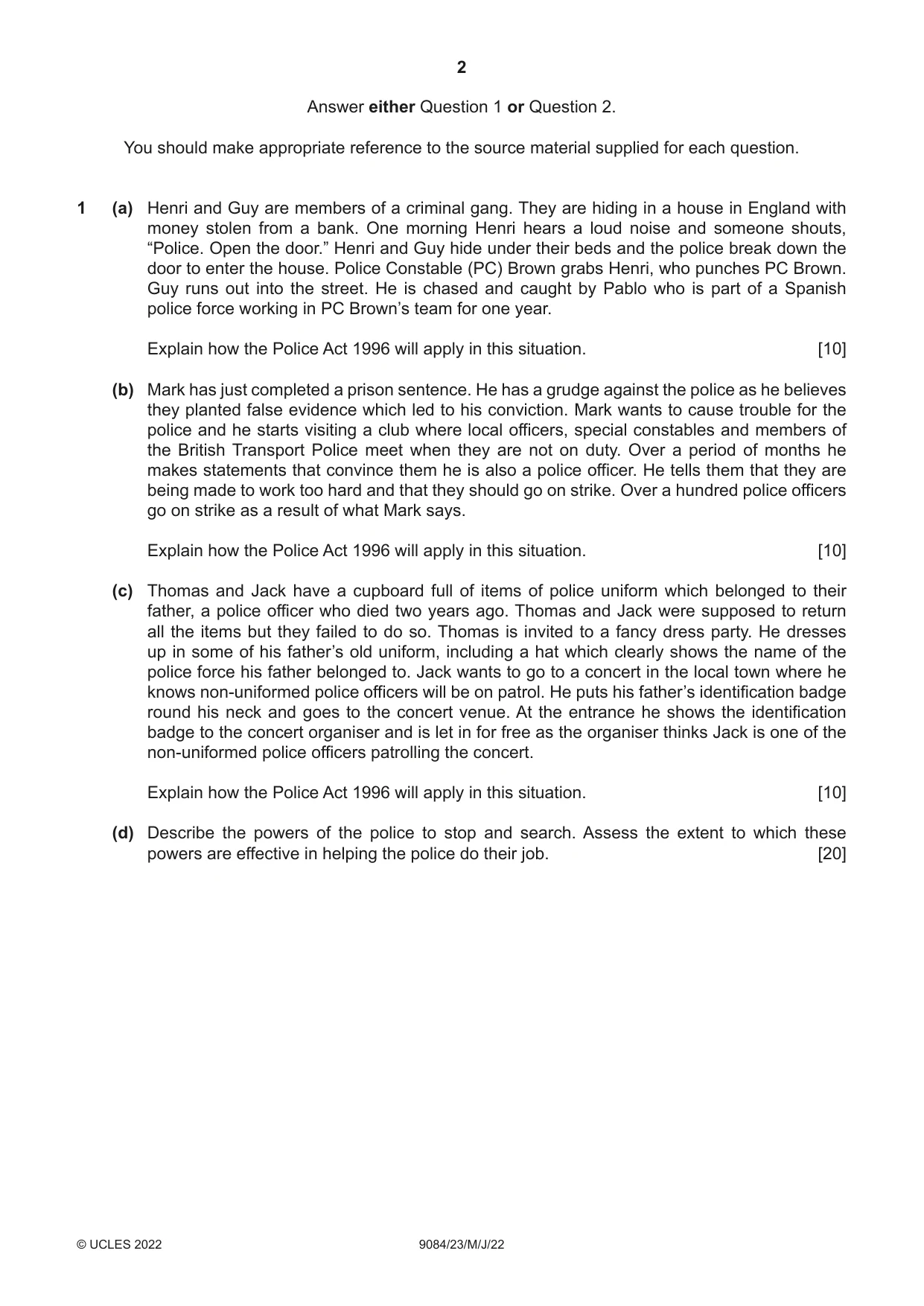 Cambridge A Level Law 9084 2022 May/June Paper 2 · Variant 3 question paper, page 2 of 8