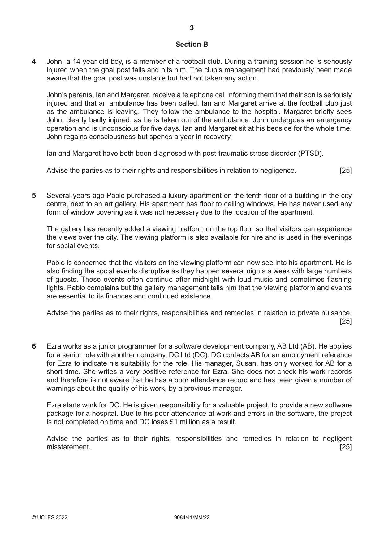 Cambridge A Level Law 9084 2022 May/June Paper 4 · Variant 1 question paper, page 3 of 4