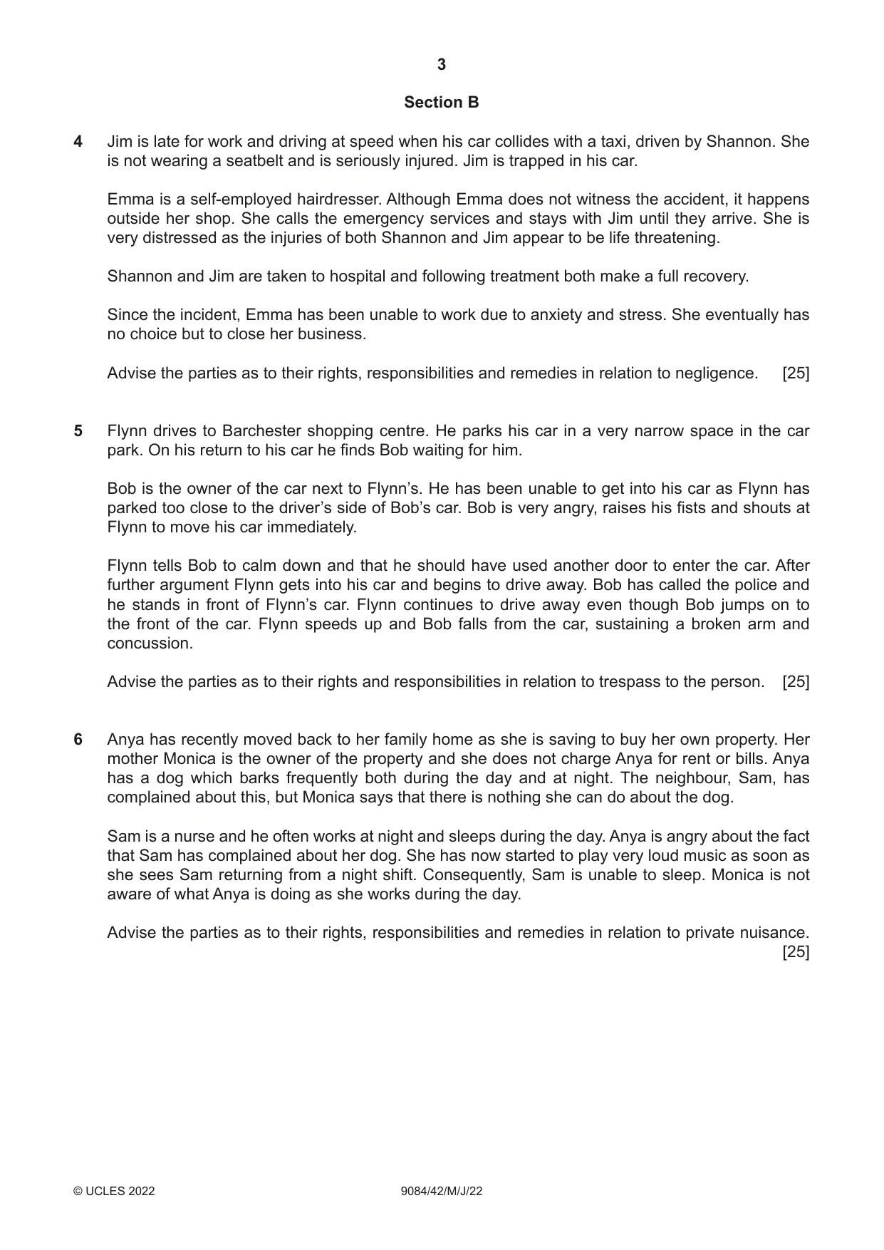 Cambridge A Level Law 9084 2022 May/June Paper 4 · Variant 2 question paper, page 3 of 4