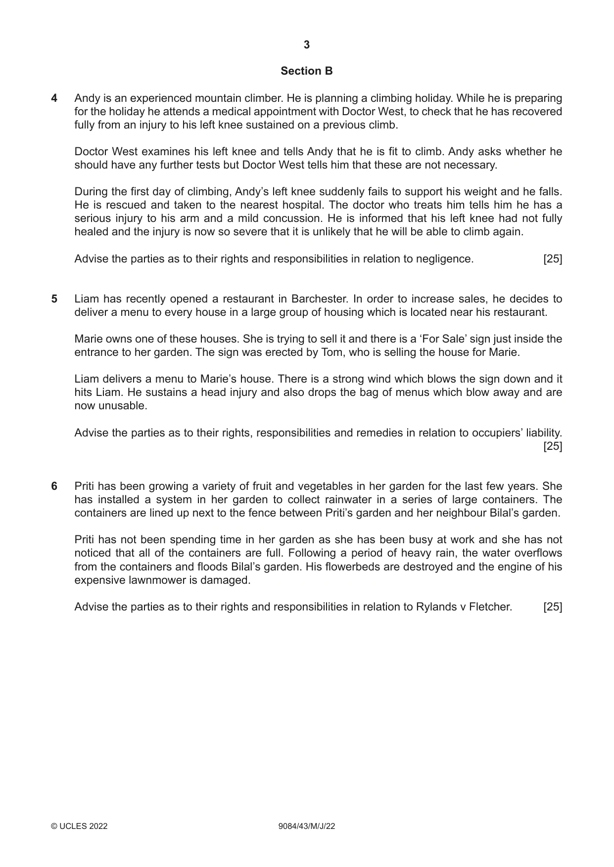 Cambridge A Level Law 9084 2022 May/June Paper 4 · Variant 3 question paper, page 3 of 4