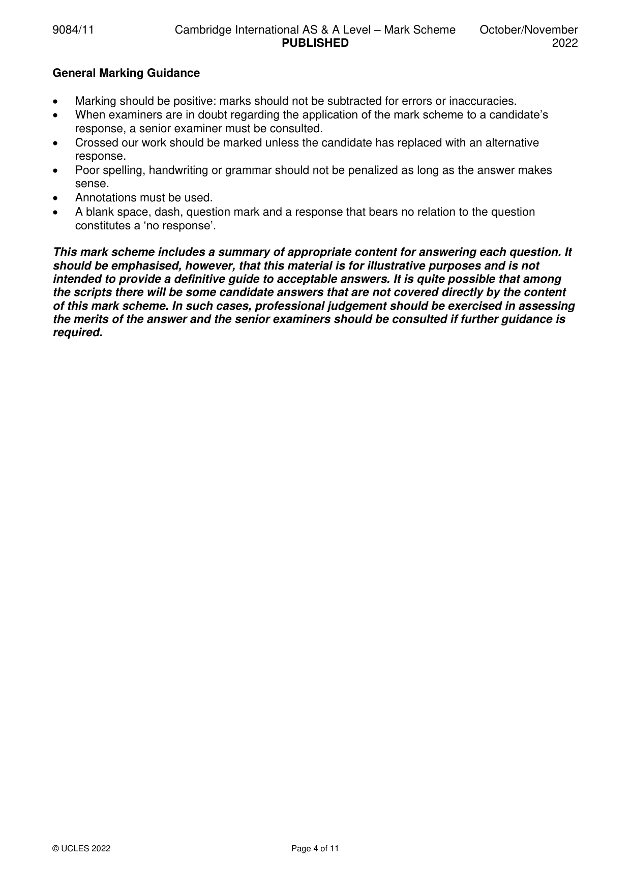 Mark scheme, page 4 of 11