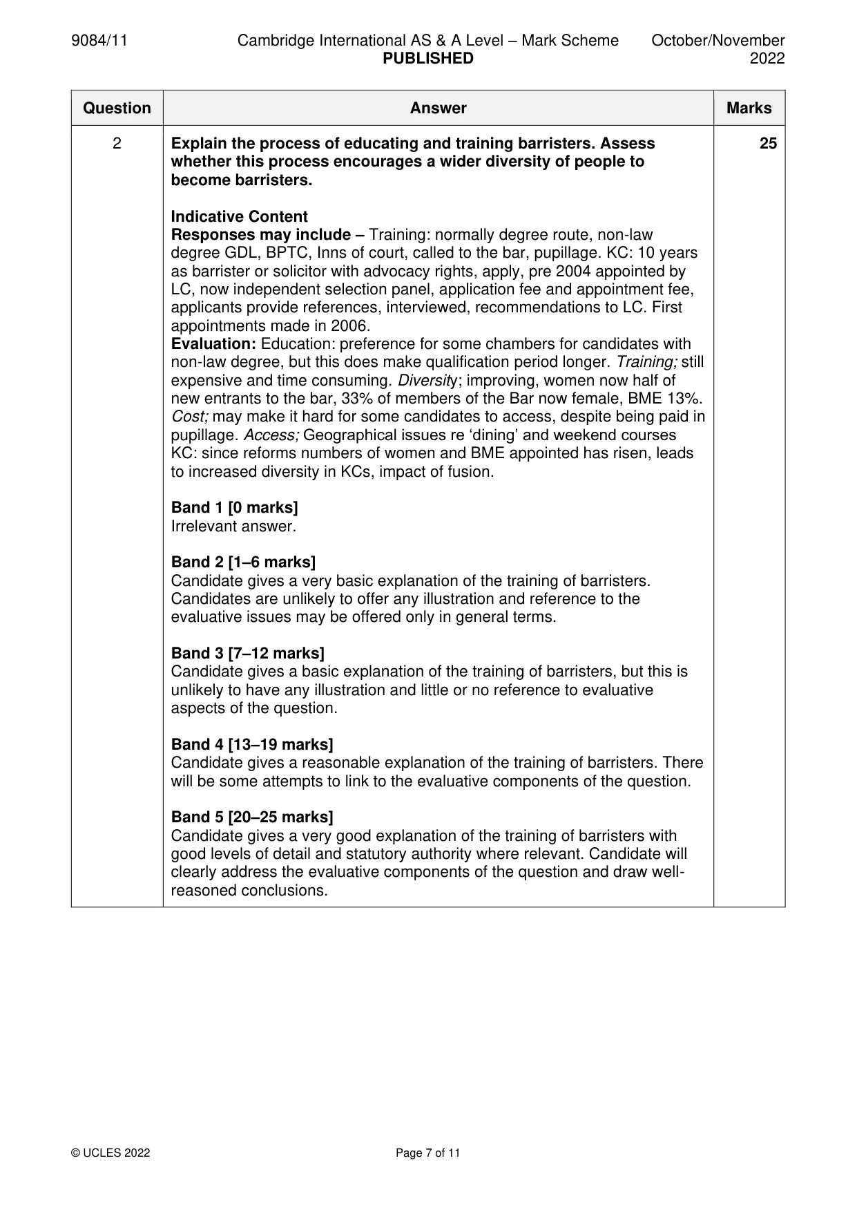 Mark scheme, page 7 of 11