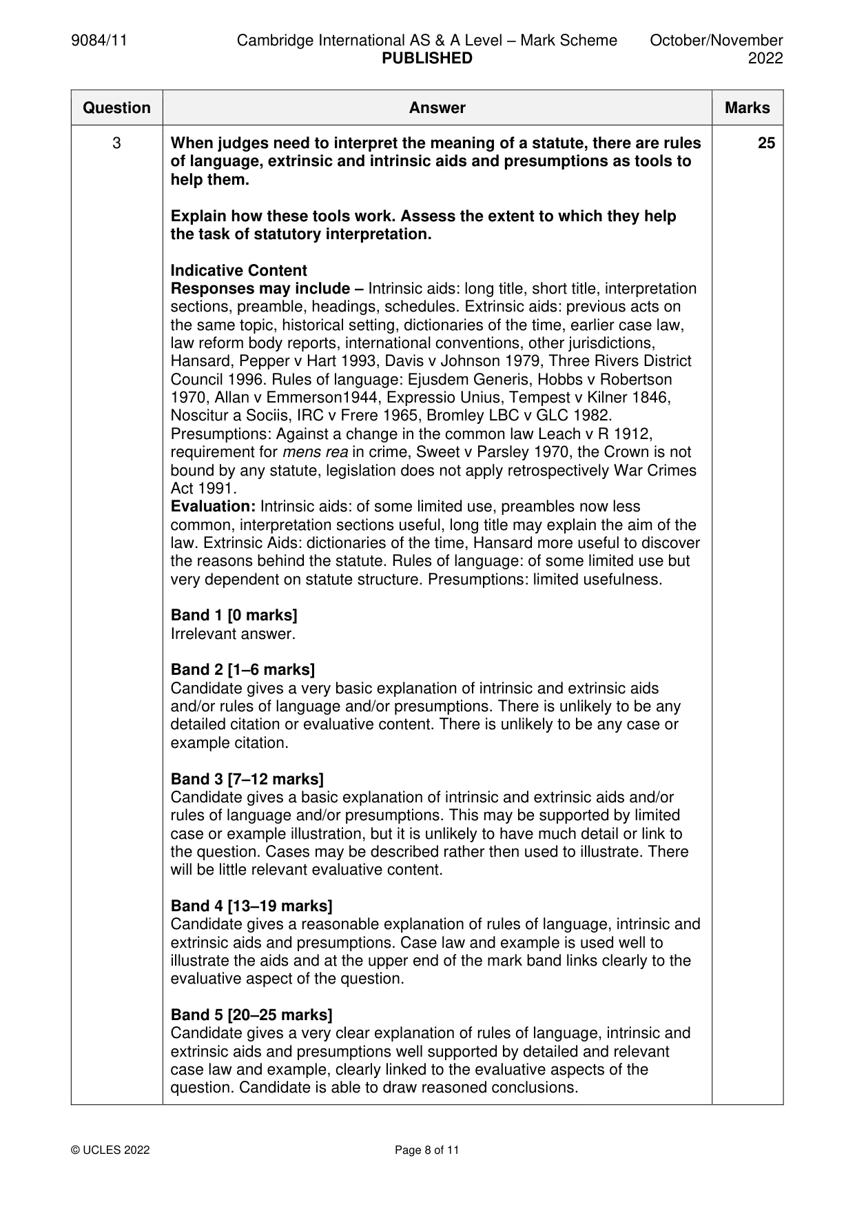 Mark scheme, page 8 of 11