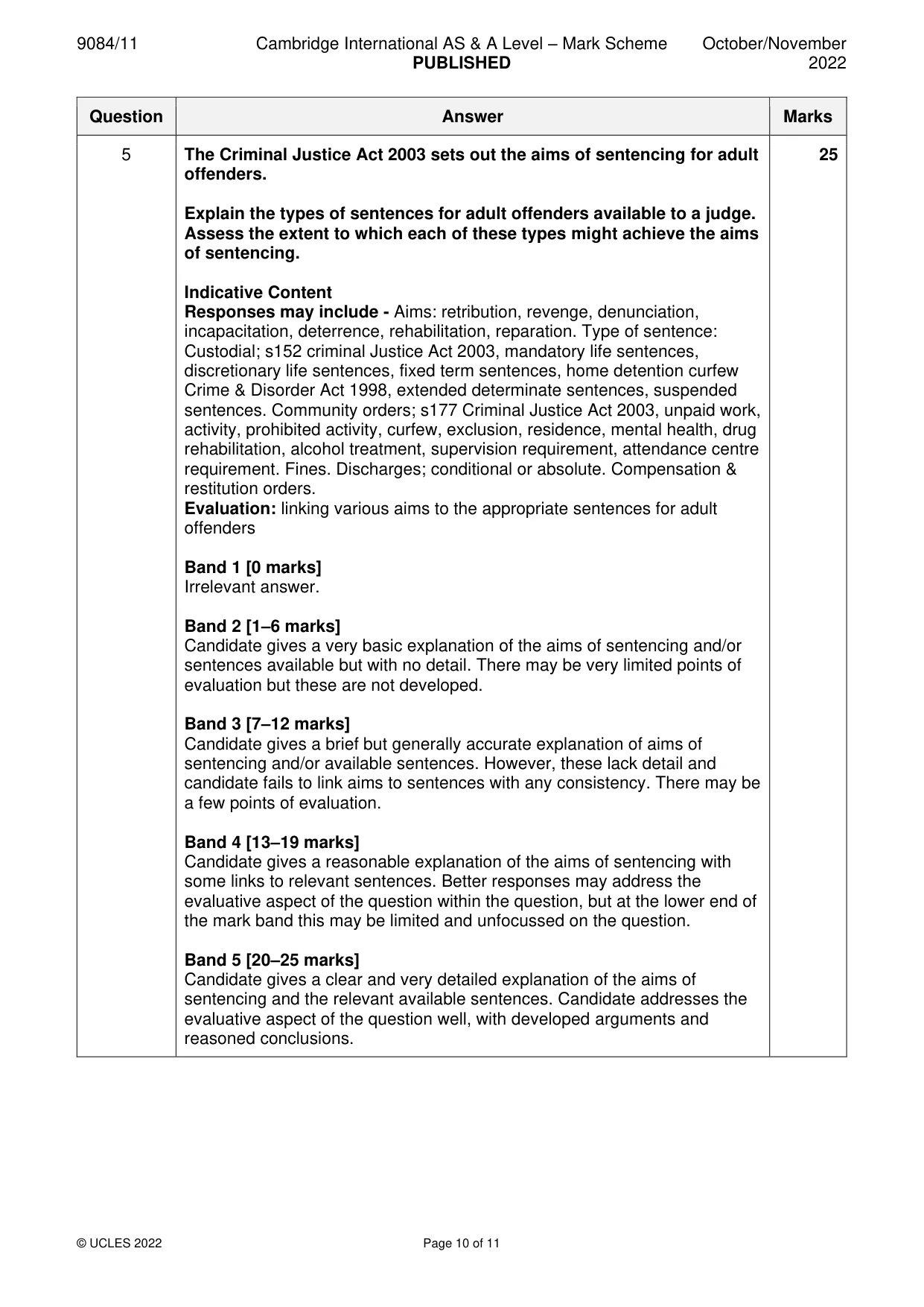 Mark scheme, page 10 of 11