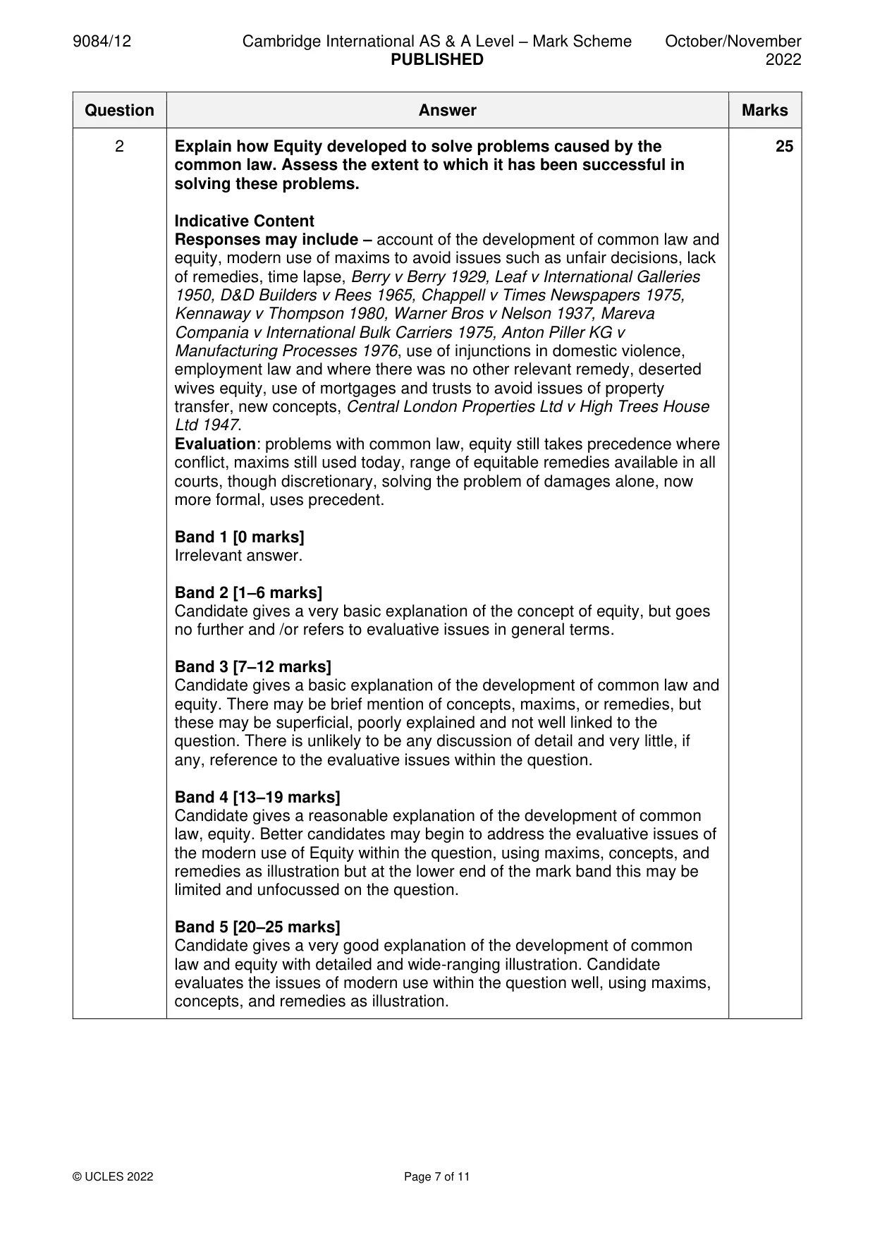 Mark scheme, page 7 of 11