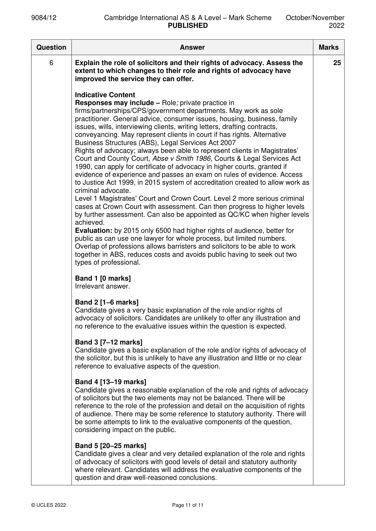 Mark scheme, page 11 of 11