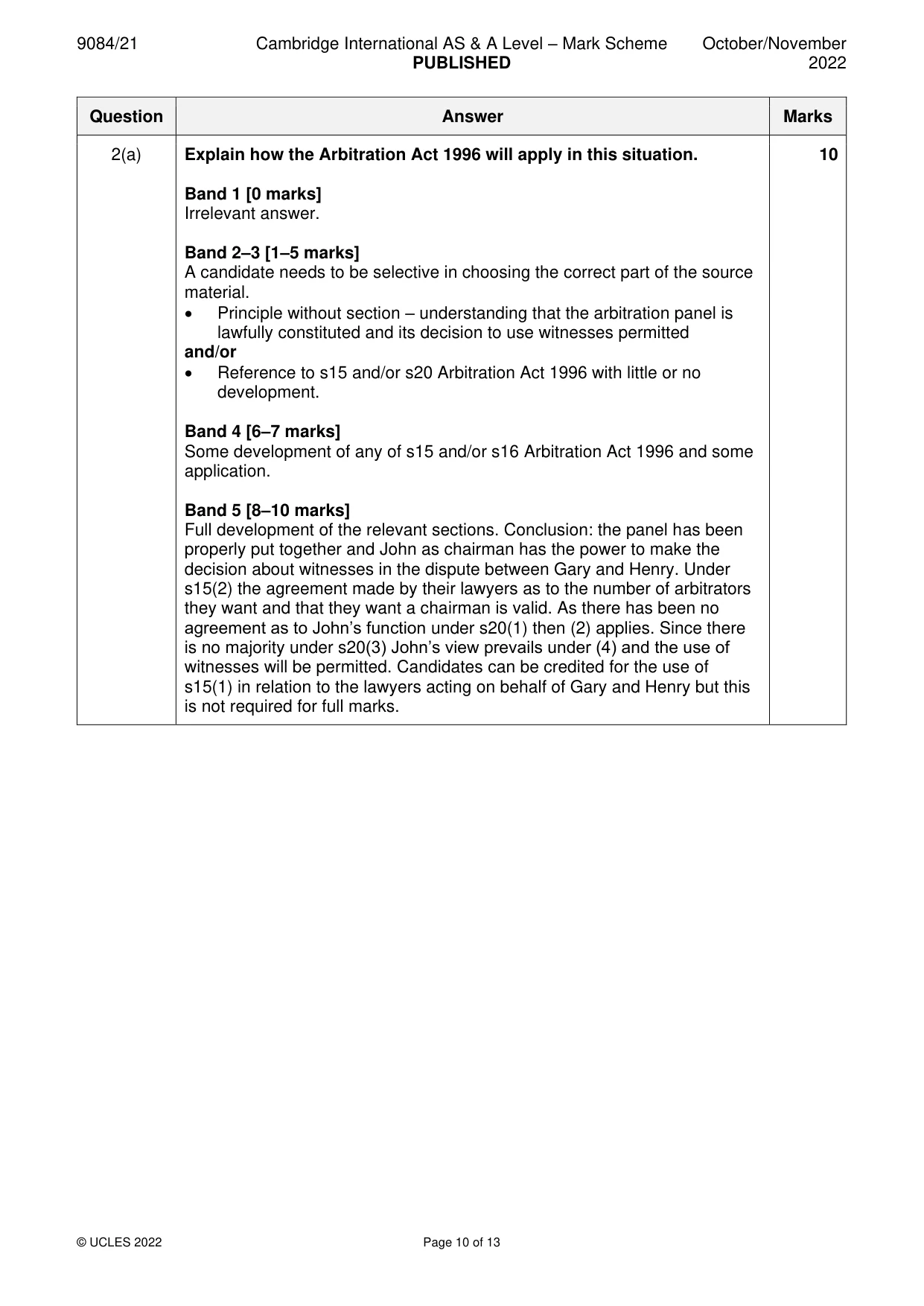 Mark scheme, page 10 of 13
