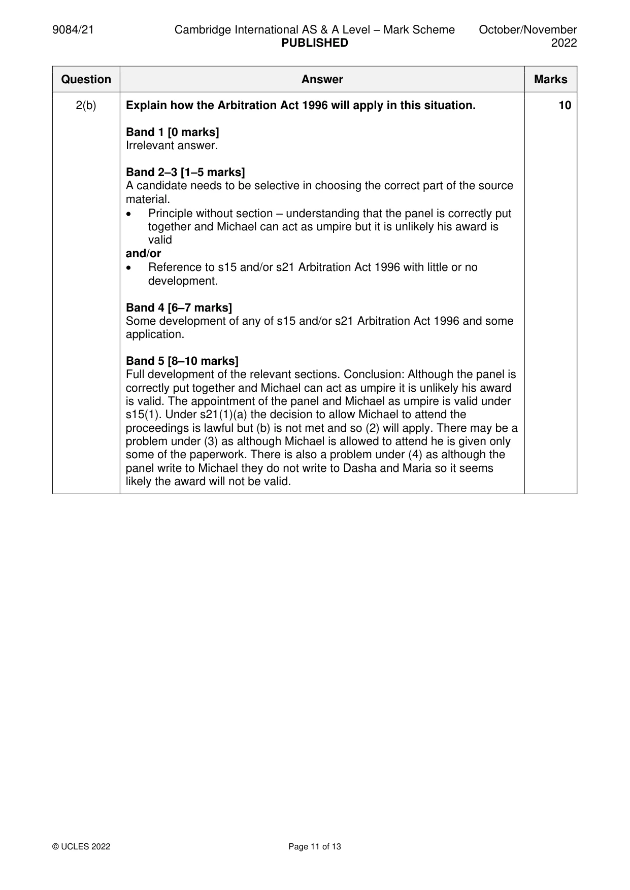 Mark scheme, page 11 of 13