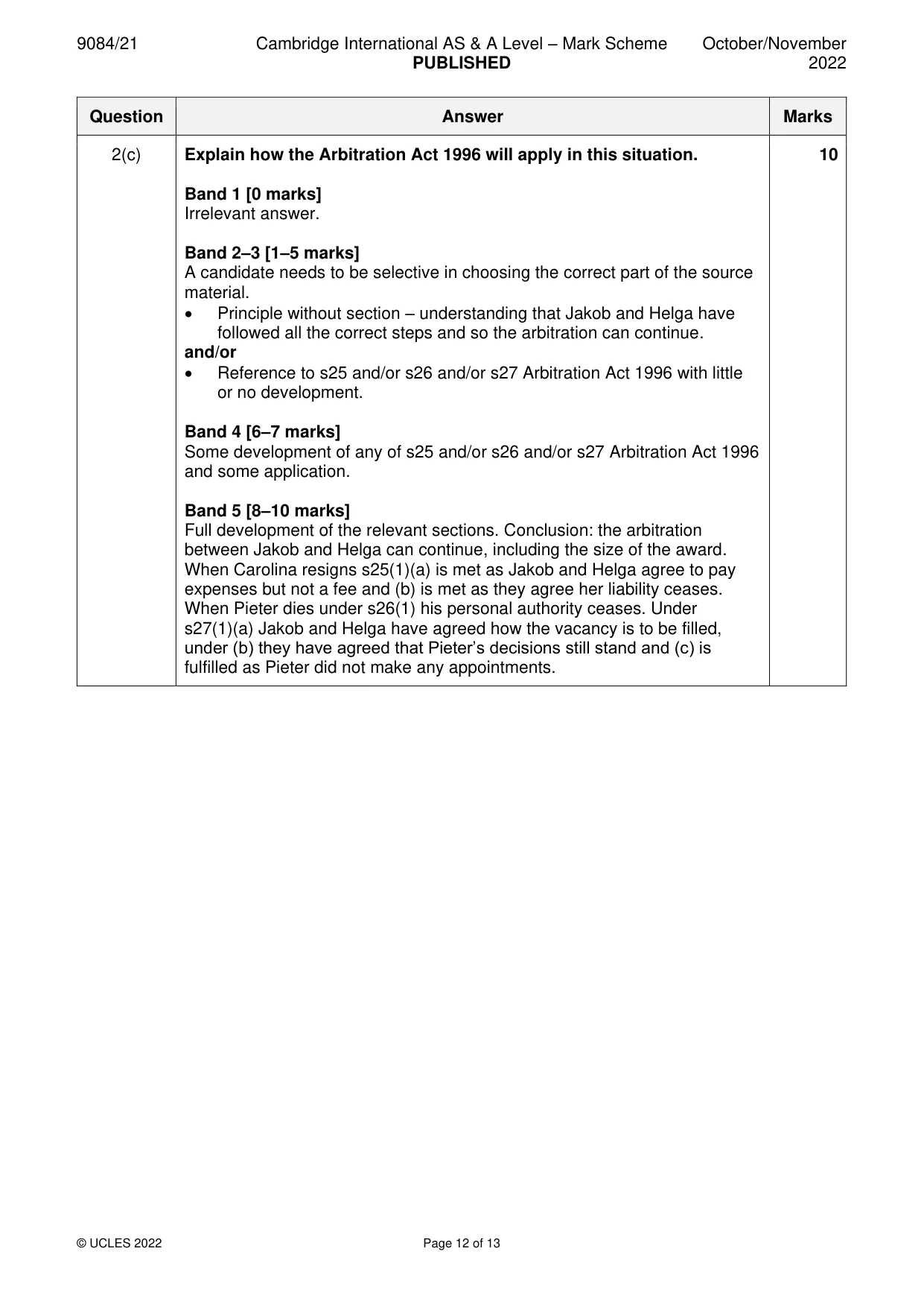 Mark scheme, page 12 of 13